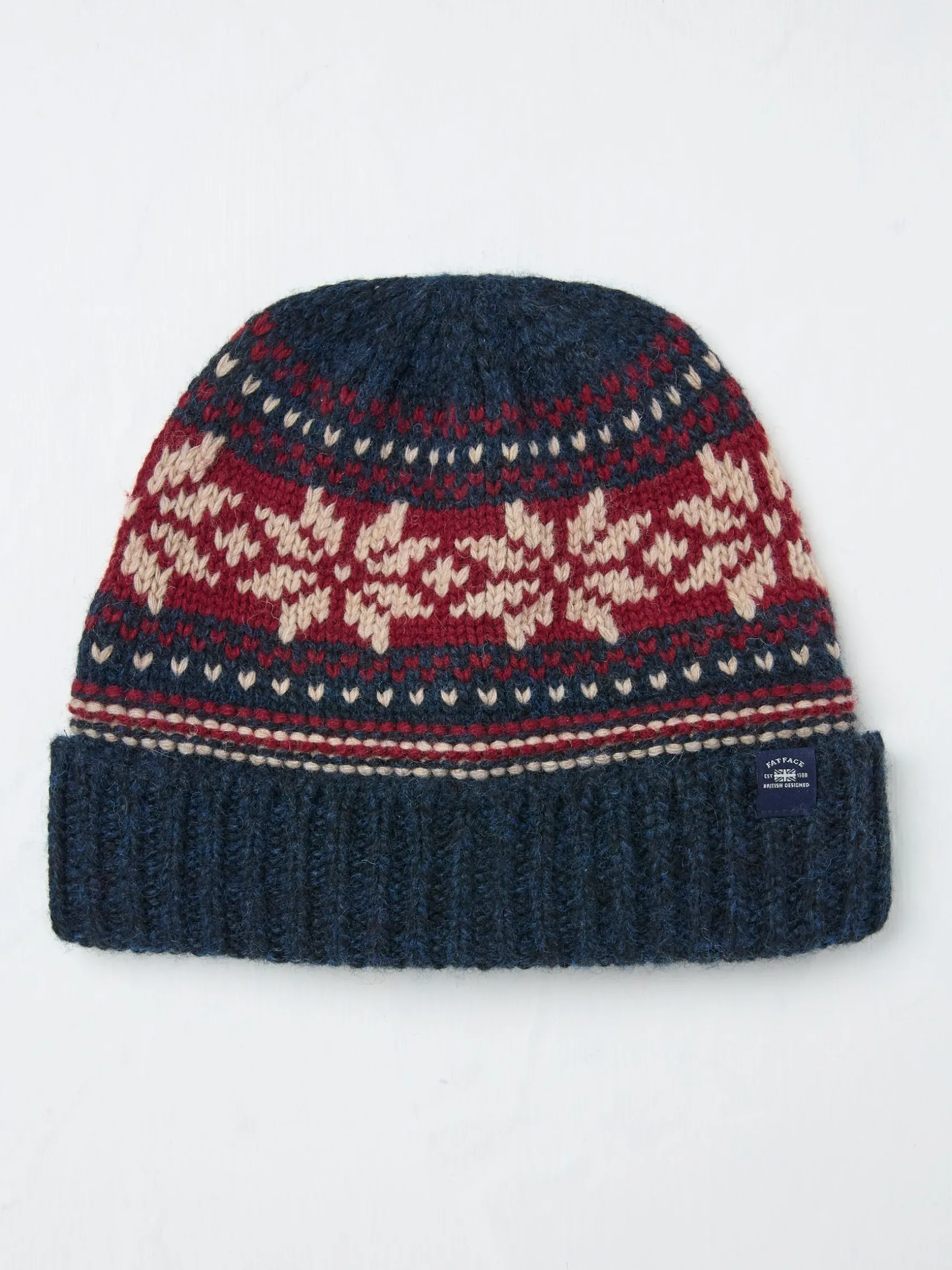 FatFace Fairisle Pattern Beanie Navy Cheap