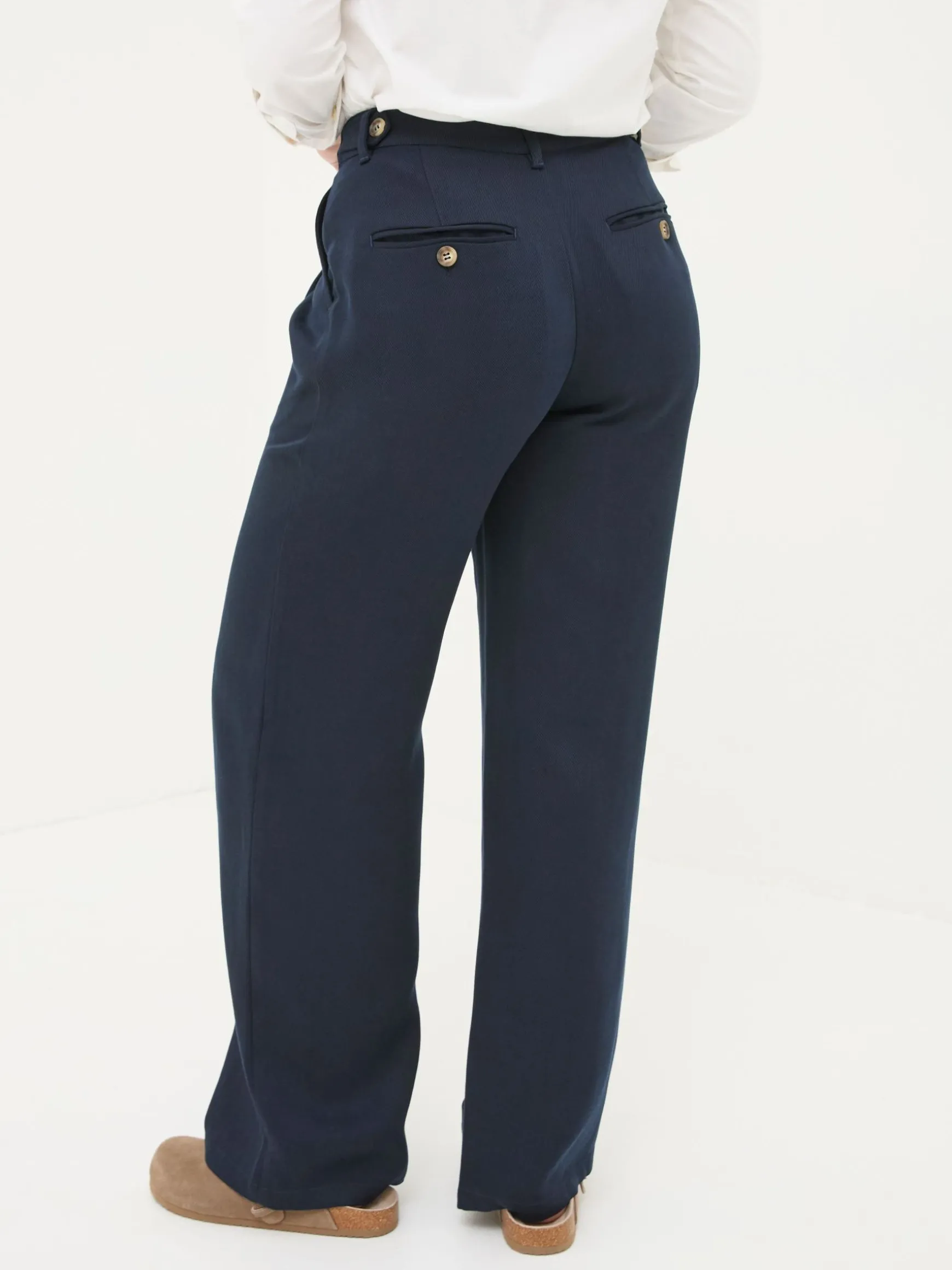 FatFace Ginger Wide Leg Drape Trousers Navy Cheap