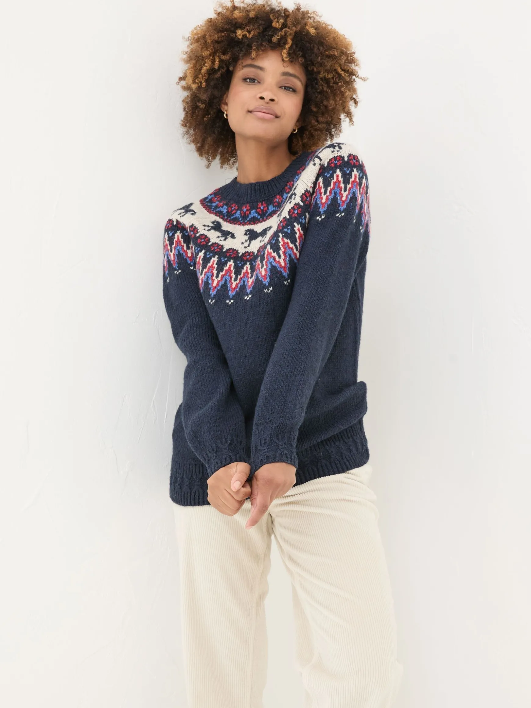 FatFace Horse Fairisle Tunic Navy Clearance