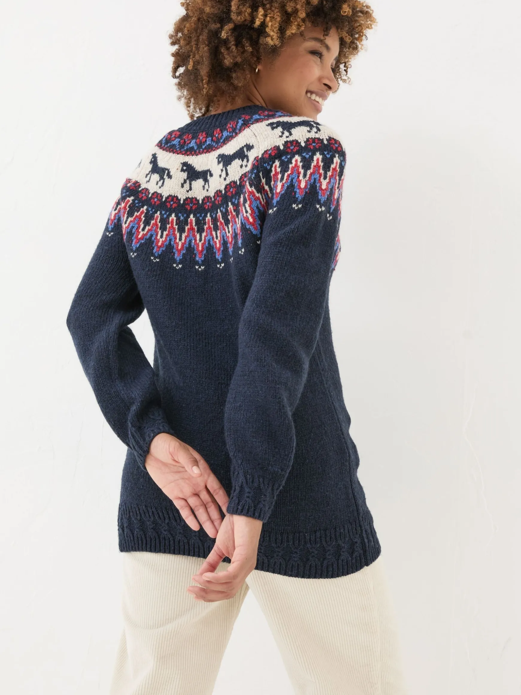 FatFace Horse Fairisle Tunic Navy Clearance