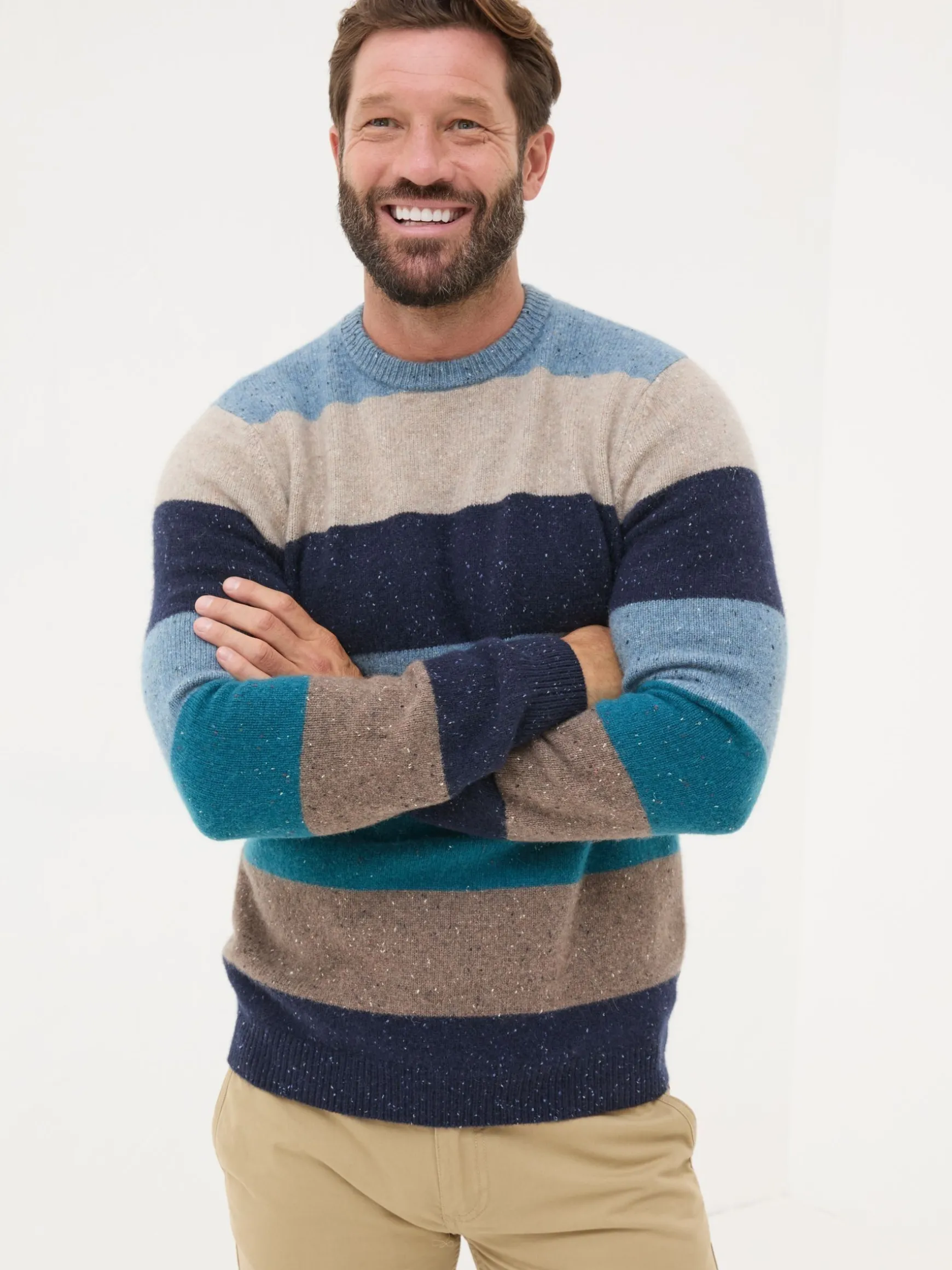 FatFace Lambswool Knitted Crew Jumper Navy Fashion