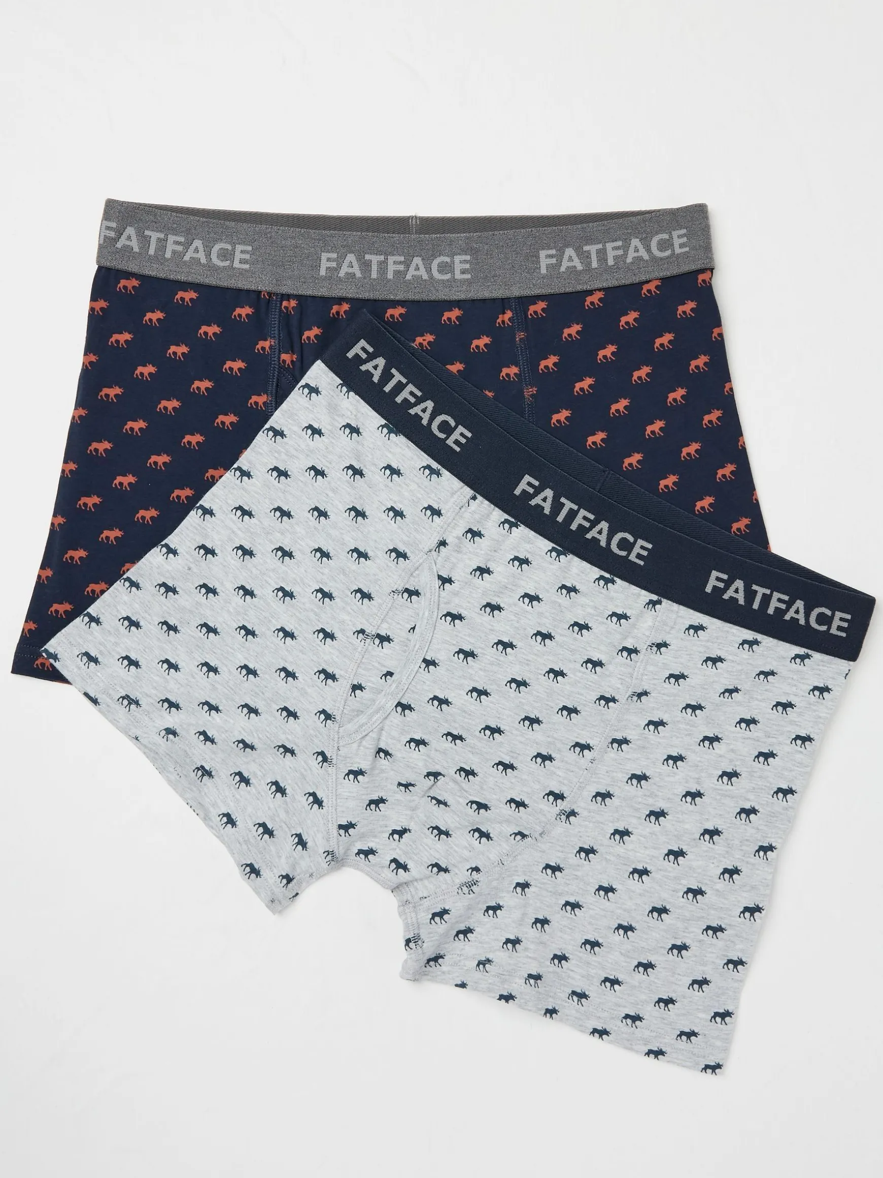 FatFace Moose Print Boxers 2 Pack Navy New