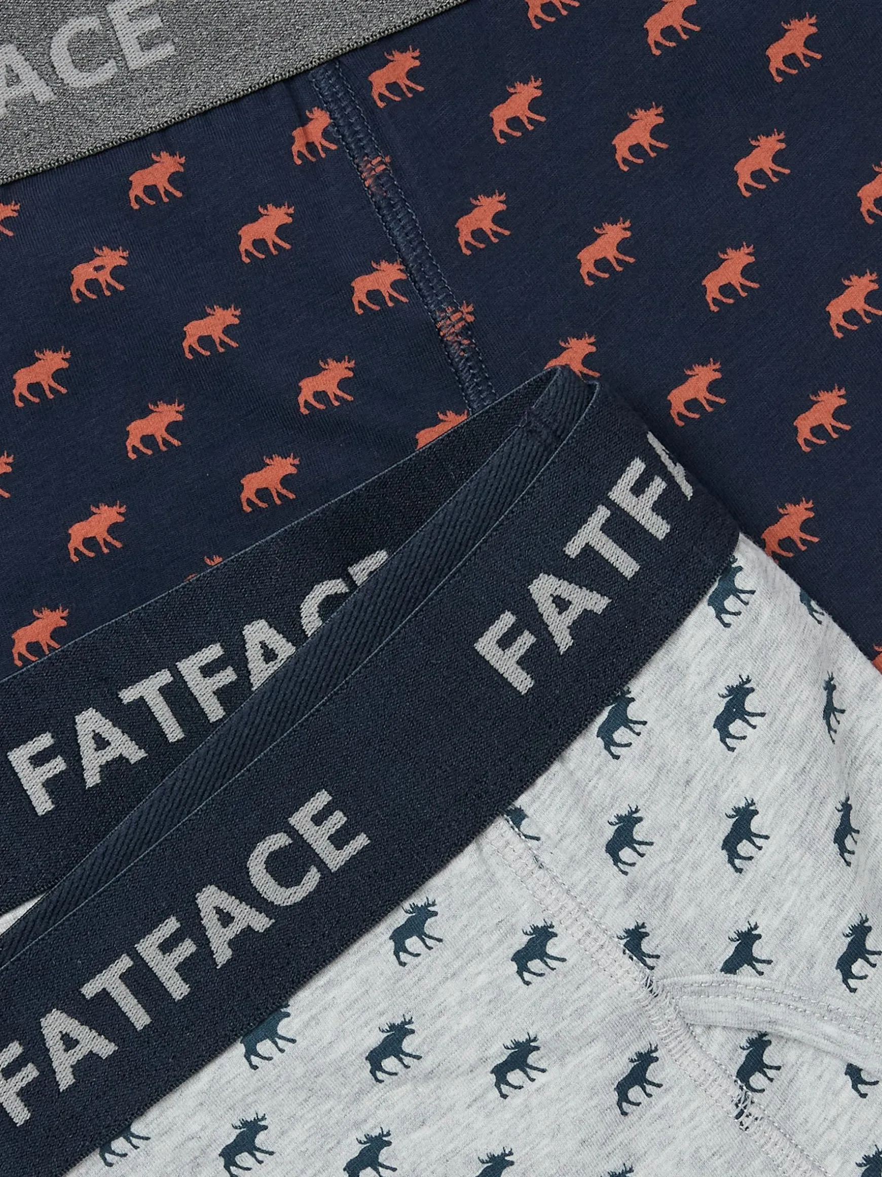 FatFace Moose Print Boxers 2 Pack Navy New