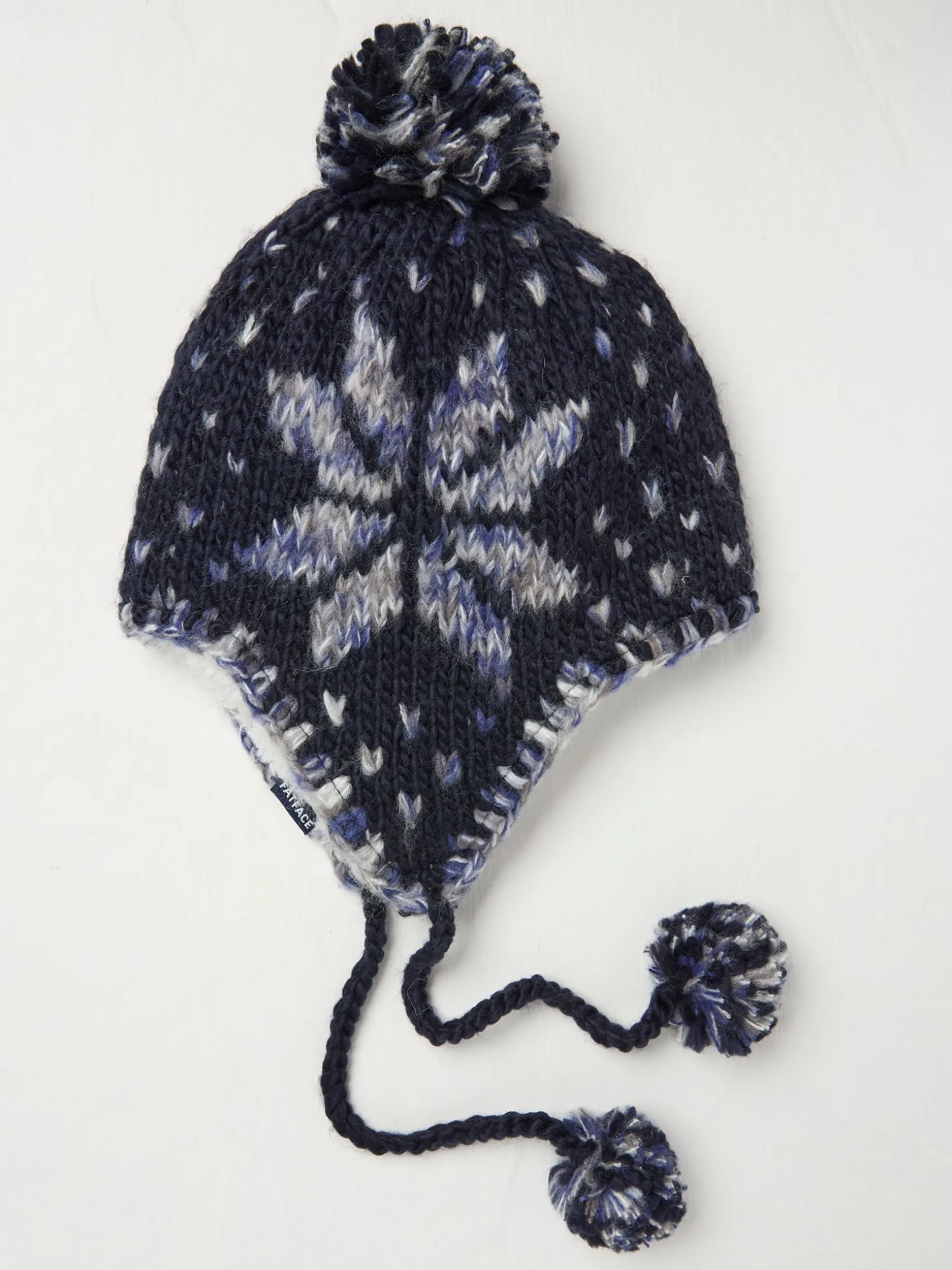 FatFace Snowflake Trapper Hat Navy New