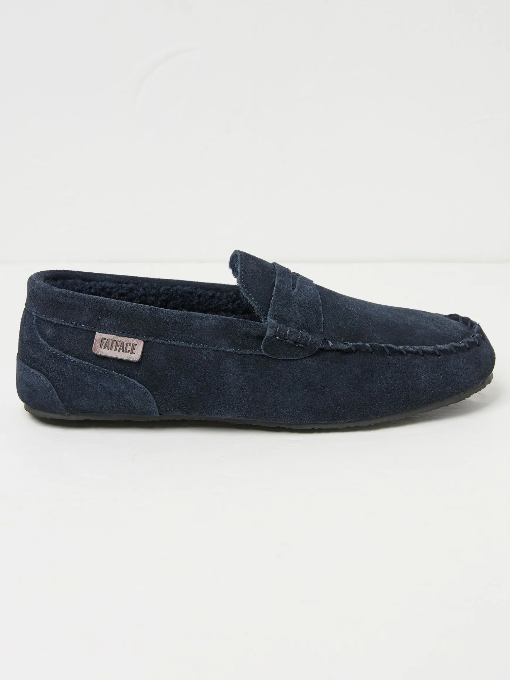 FatFace Suede Moccasin Slippers Navy Cheap