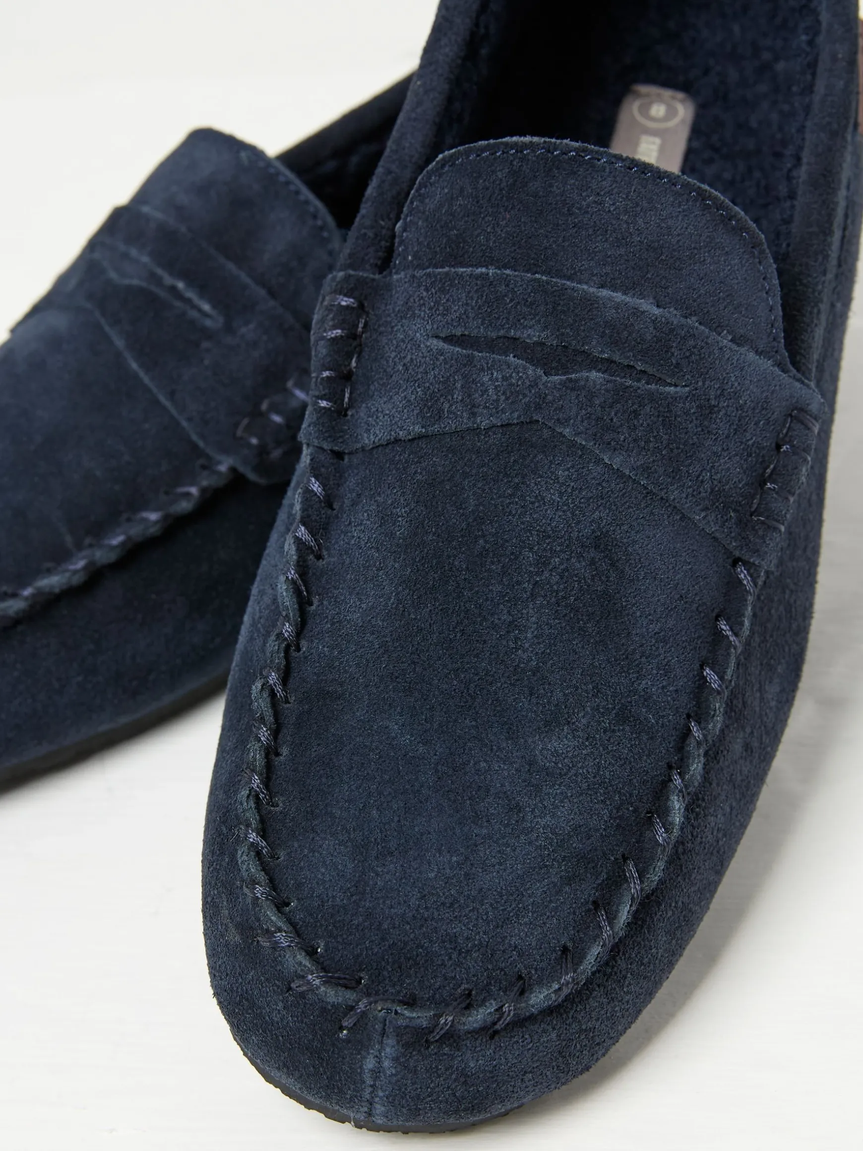 FatFace Suede Moccasin Slippers Navy Cheap