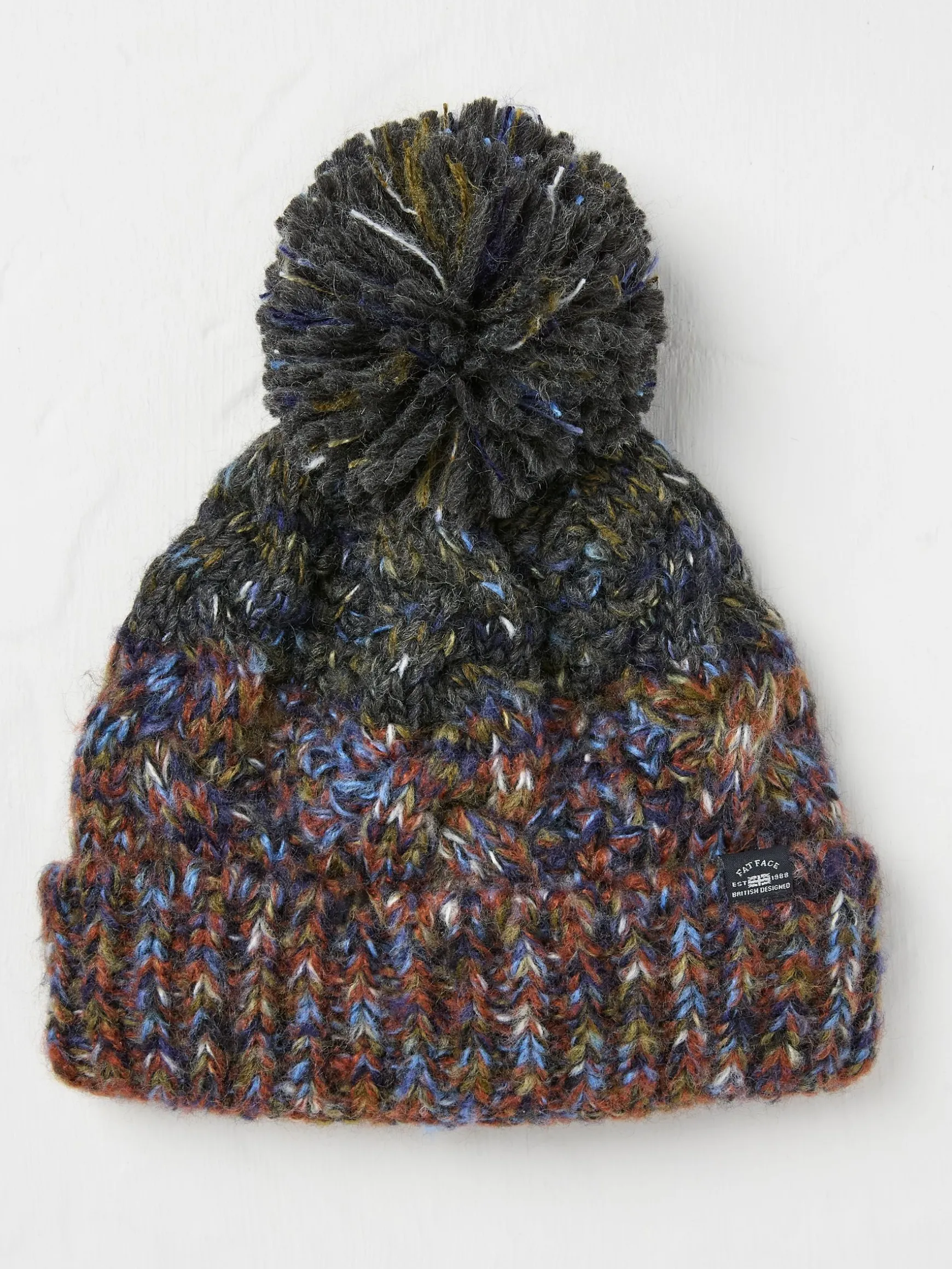 FatFace Twist Colourblock Beanie Navy Hot