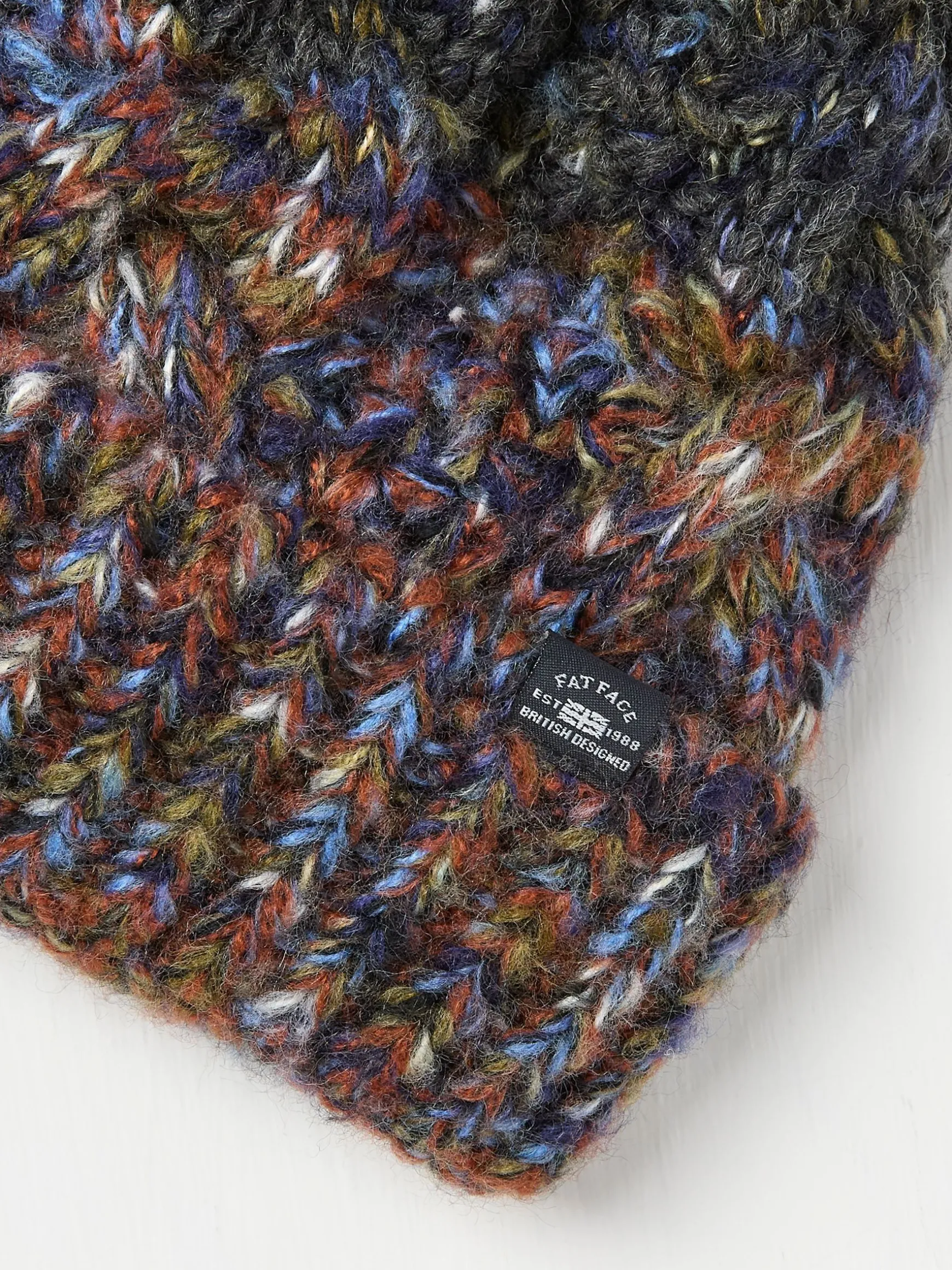 FatFace Twist Colourblock Beanie Navy Hot