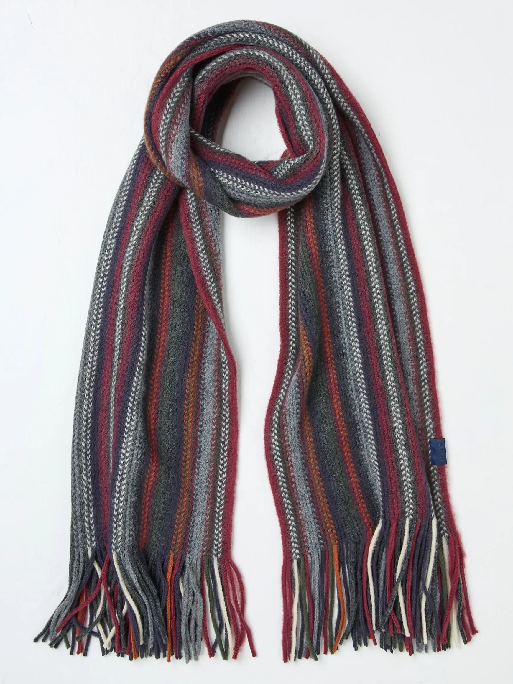 FatFace Vertical Stripe Scarf Navy Fashion