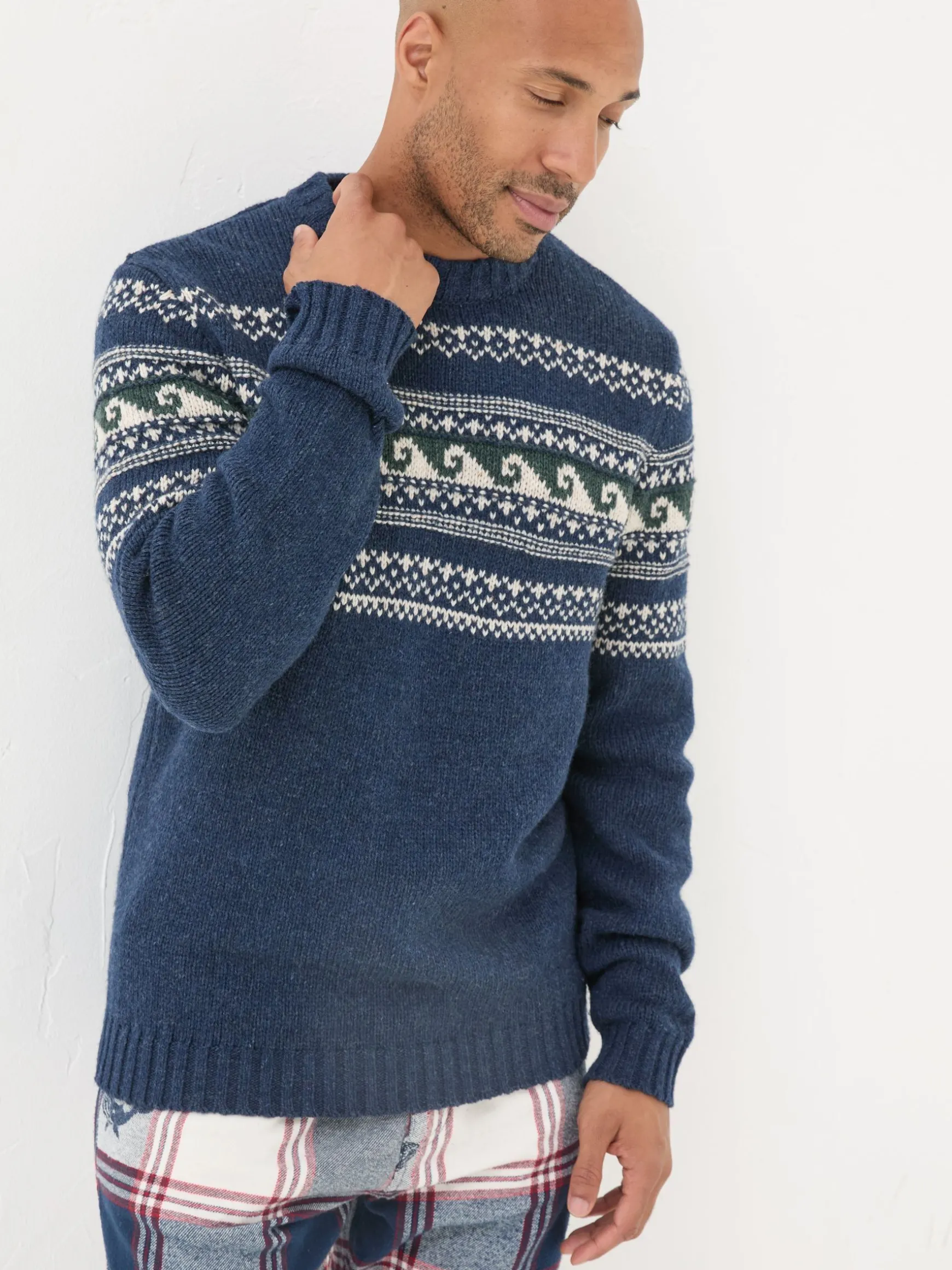 FatFace Wave Knitted Jumper Navy Fashion