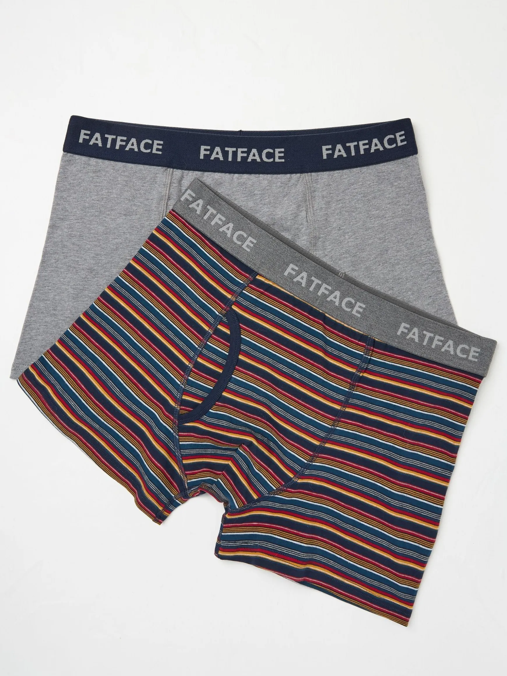 FatFace Whistler Stripe Boxers 2 Pack Navy Clearance