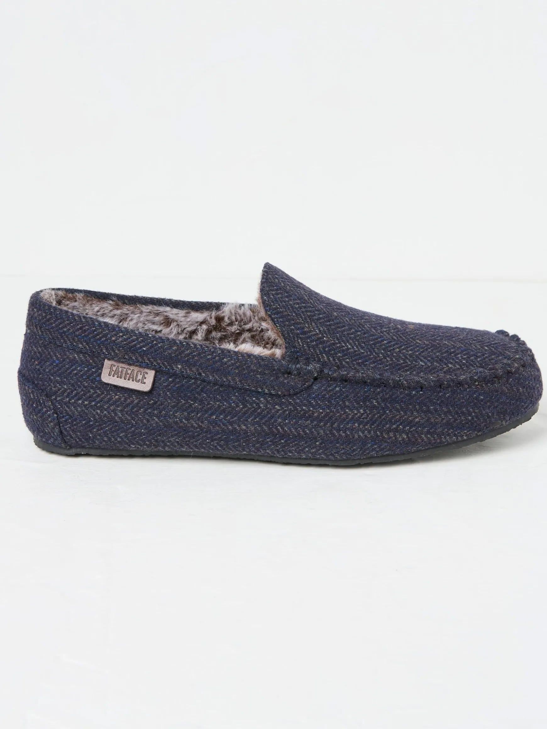 FatFace Noah Check Moccasins Navy Blue Cheap