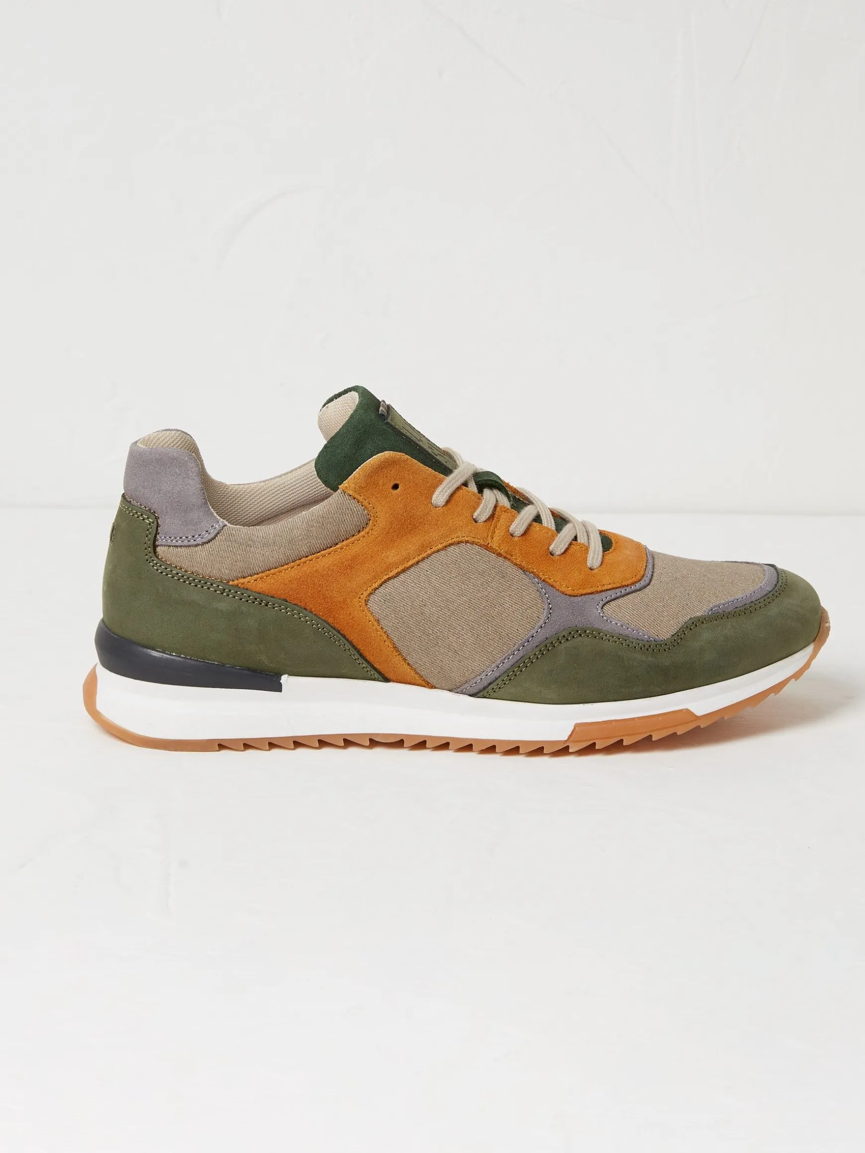 FatFace Oakes Leather Trainers Green Discount