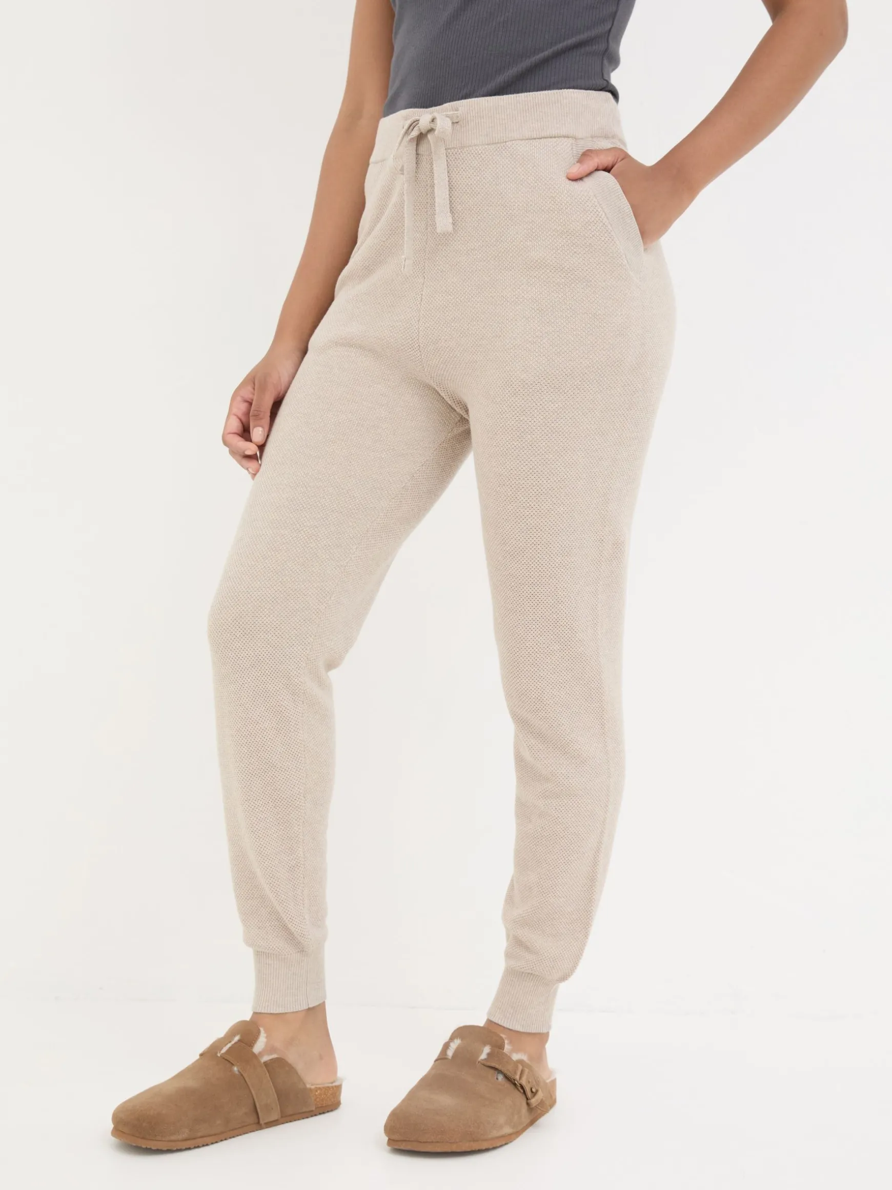 FatFace Knit Cuffed Joggers Oatmeal Store