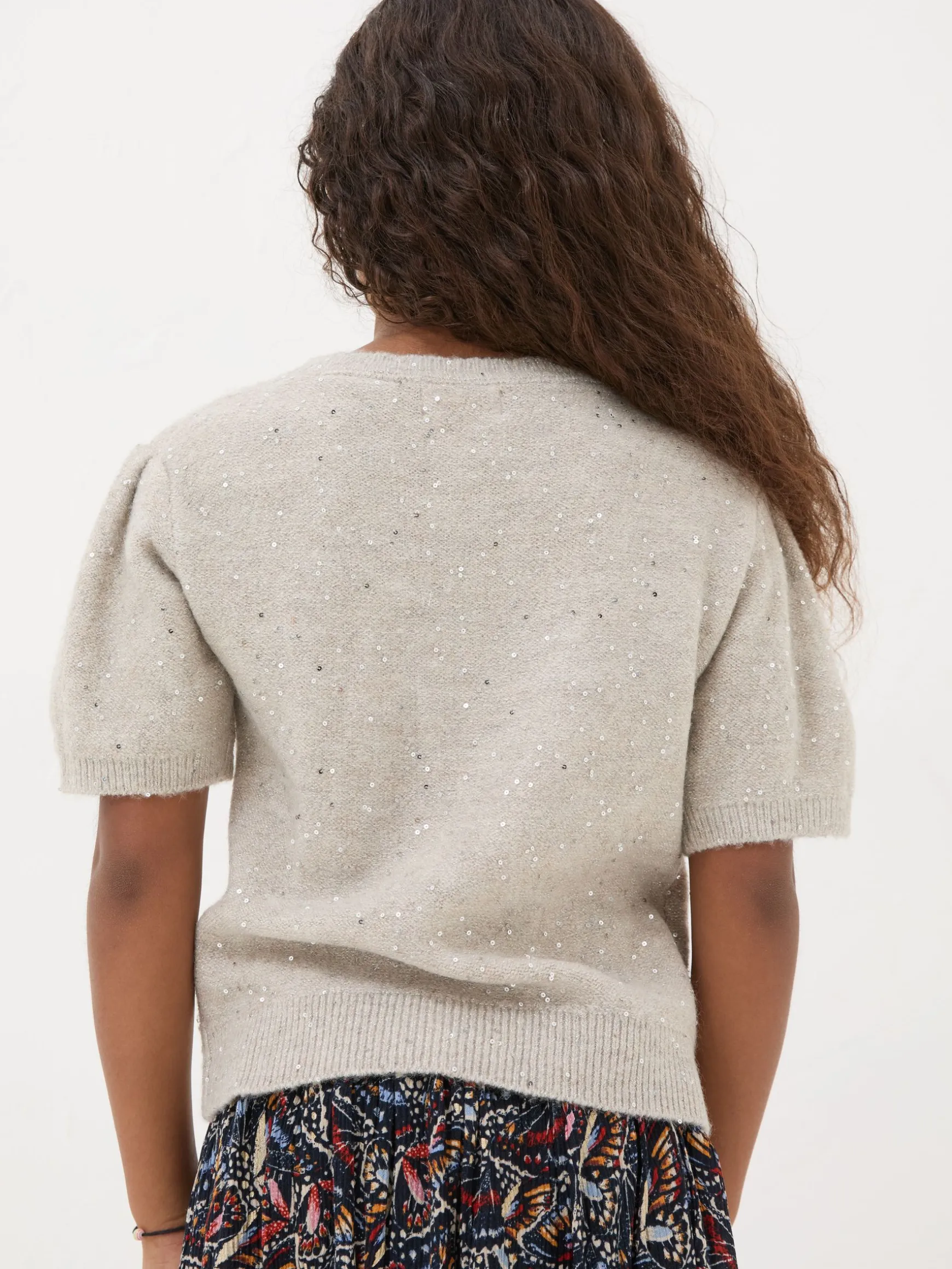 FatFace Sequin Knitted Top Oatmeal Discount