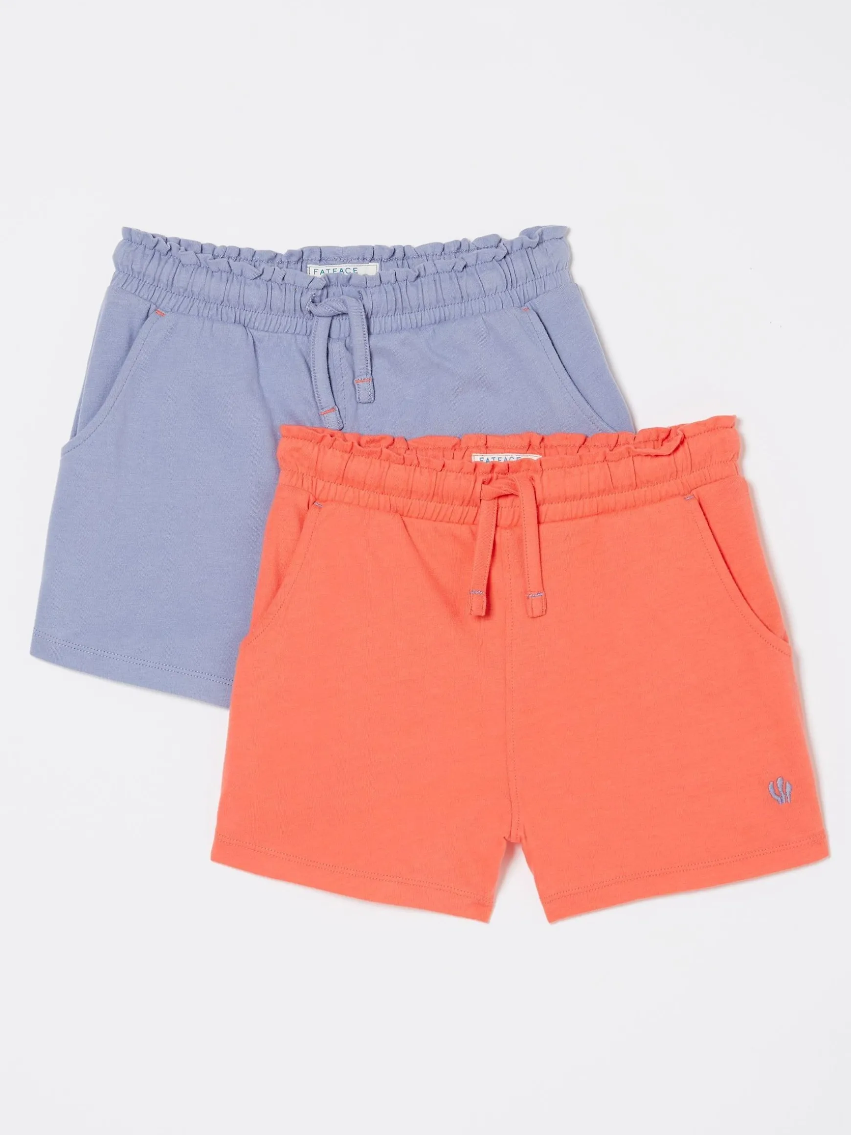 FatFace Jersey Shorts 2 Pack Orange/Blue Clearance