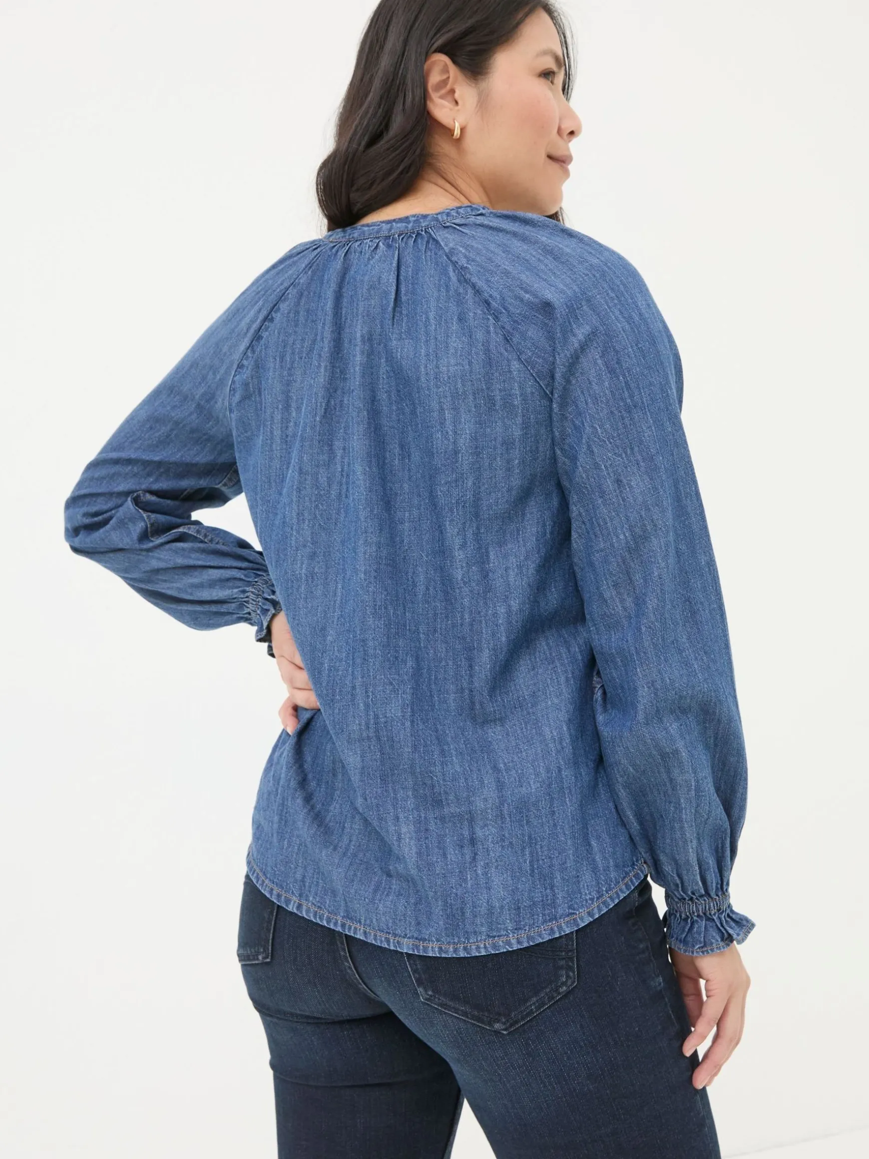 FatFace Pacey Denim Blouse Vintage Blue Best Sale