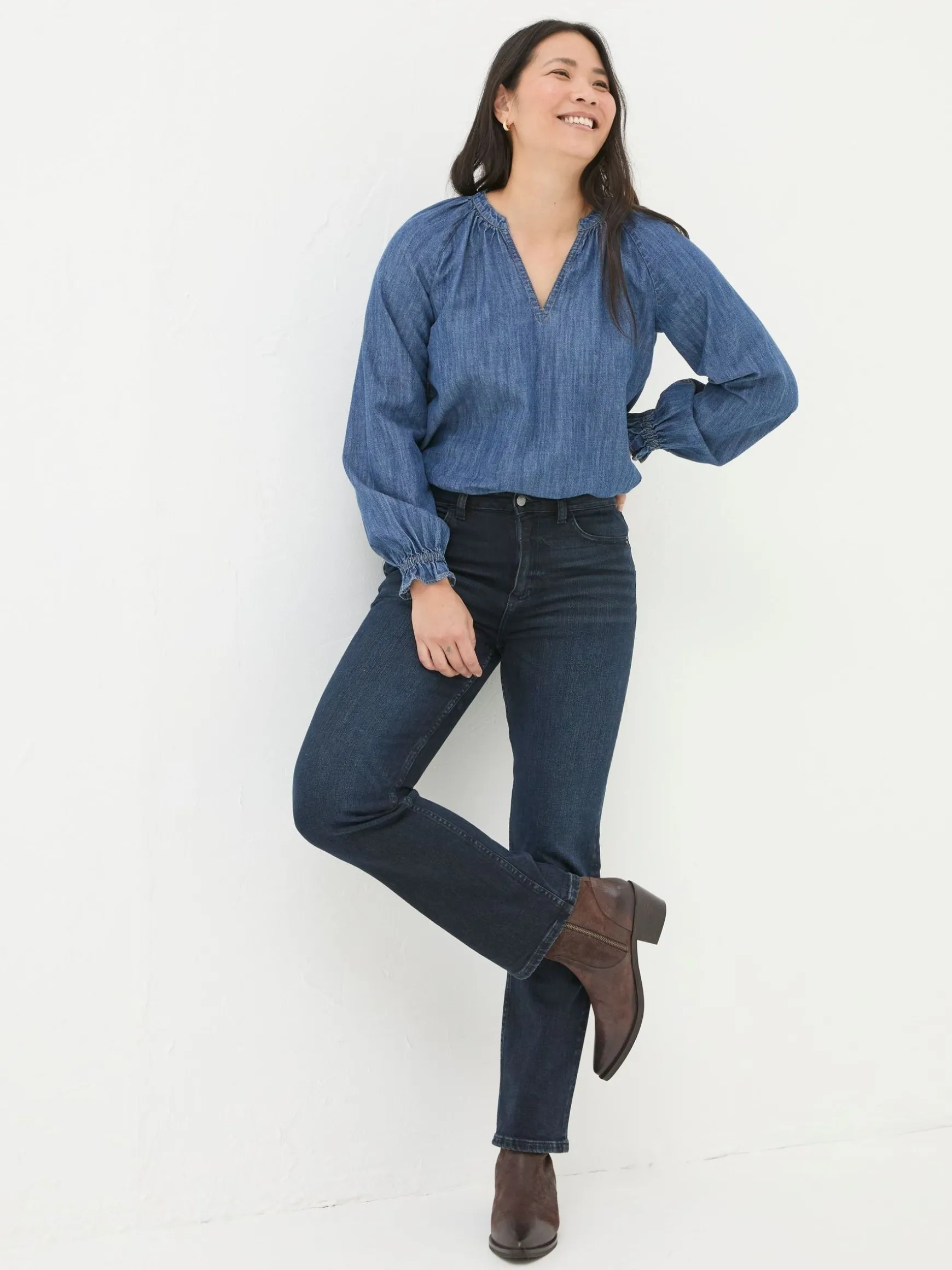 FatFace Pacey Denim Blouse Vintage Blue Best Sale