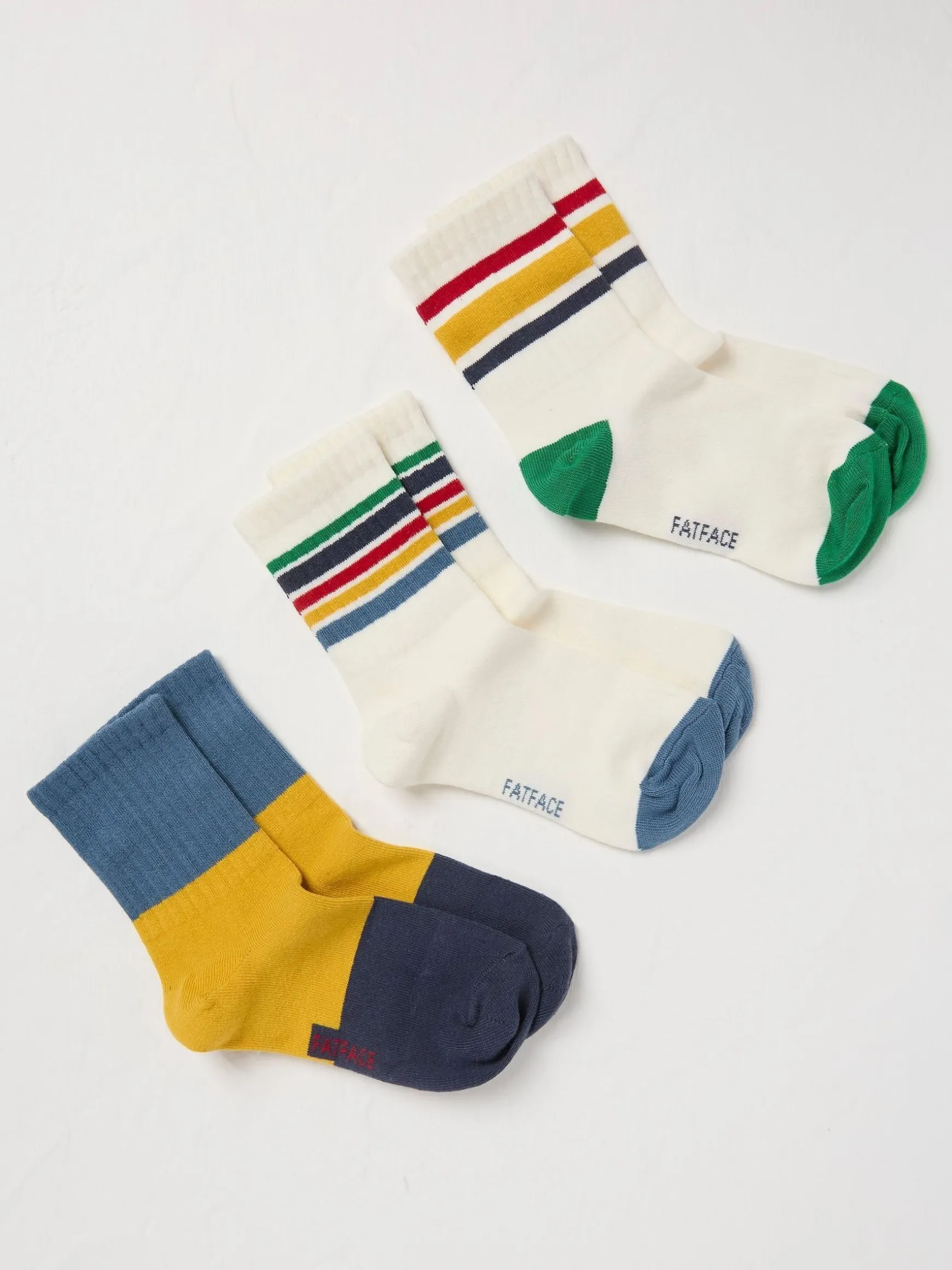 FatFace 3 Pack Stripe Sock Stripe Sport Socks 3 Pack White/Blue Online