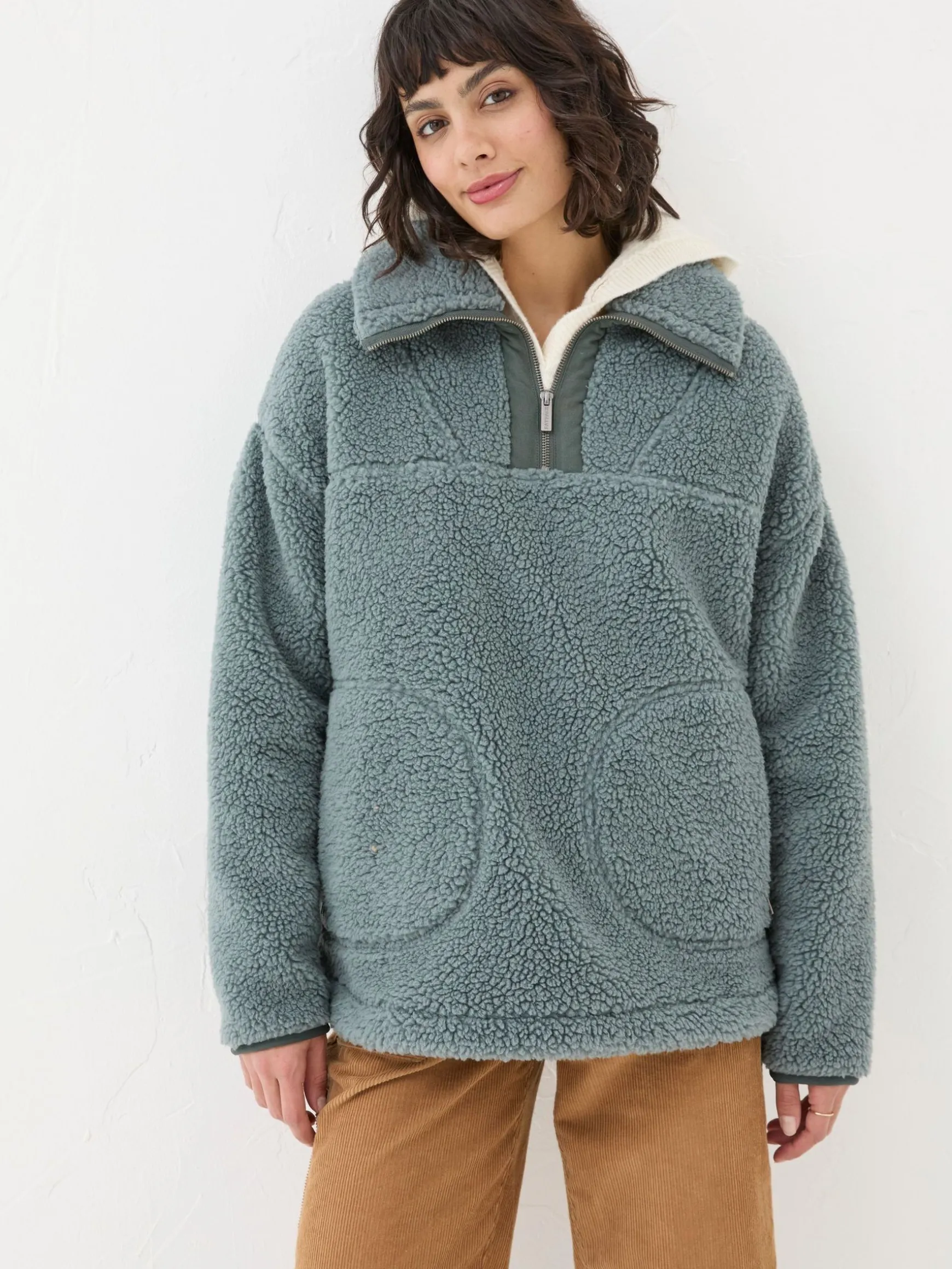 FatFace Parker Half Neck Fleece Duck Egg Blue Best Sale