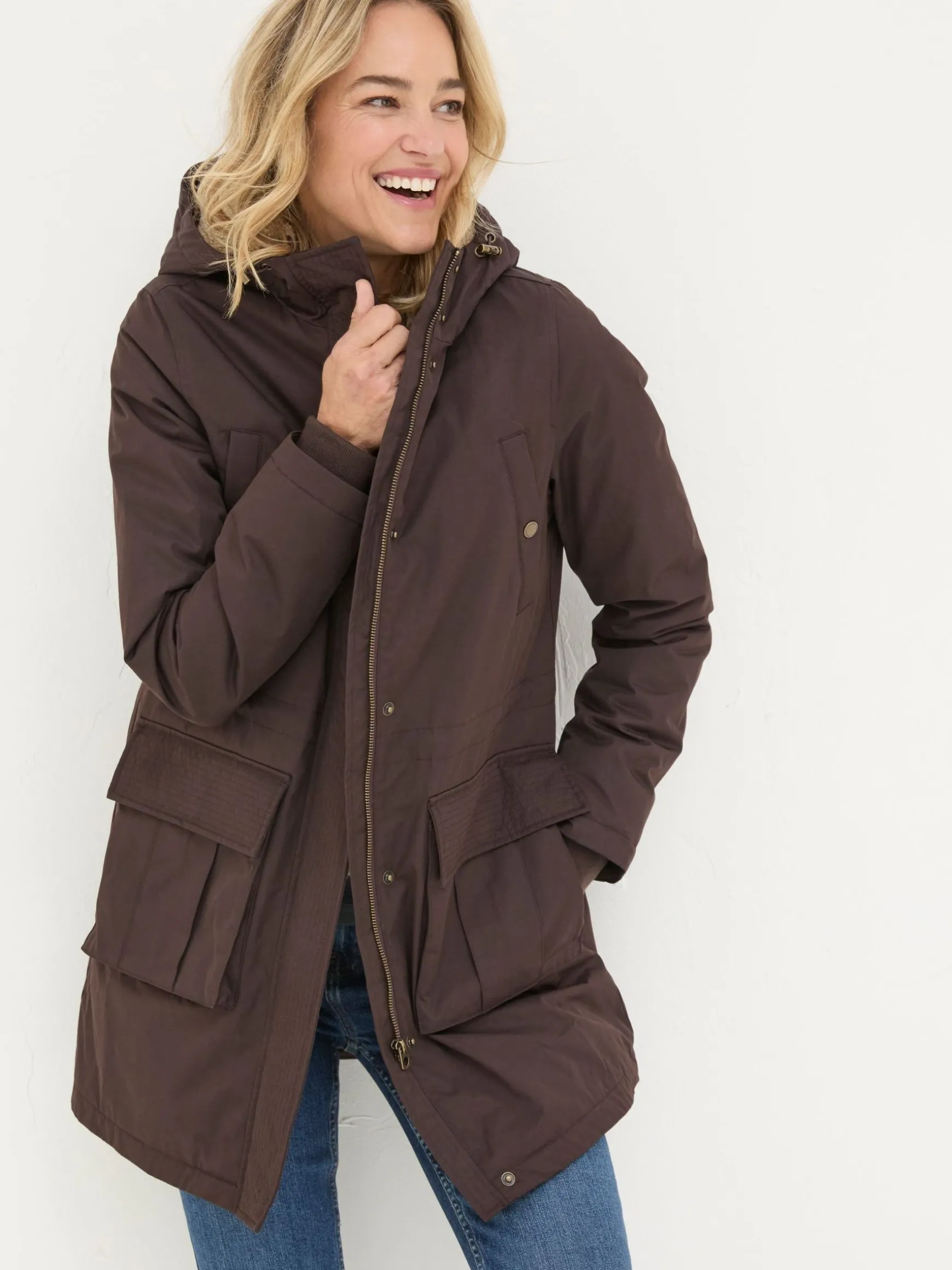 FatFace Petra Petra Parka Coat Brown Cheap