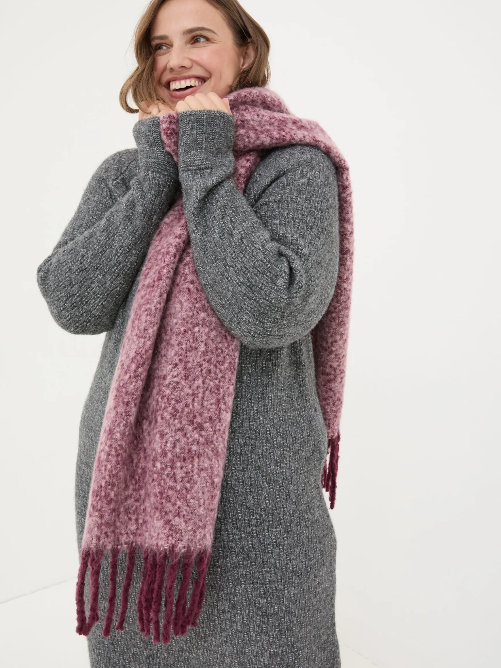 FatFace Boucle Scarf Pink Flash Sale