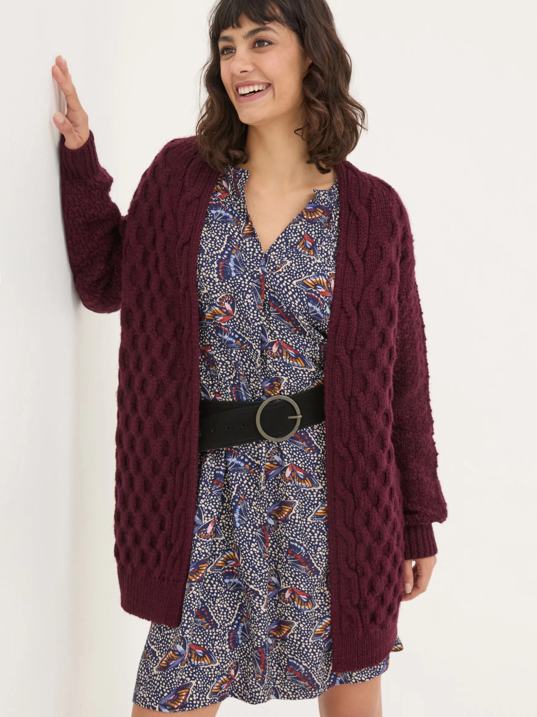 FatFace Ezzie Cardigan Plum Purple Best