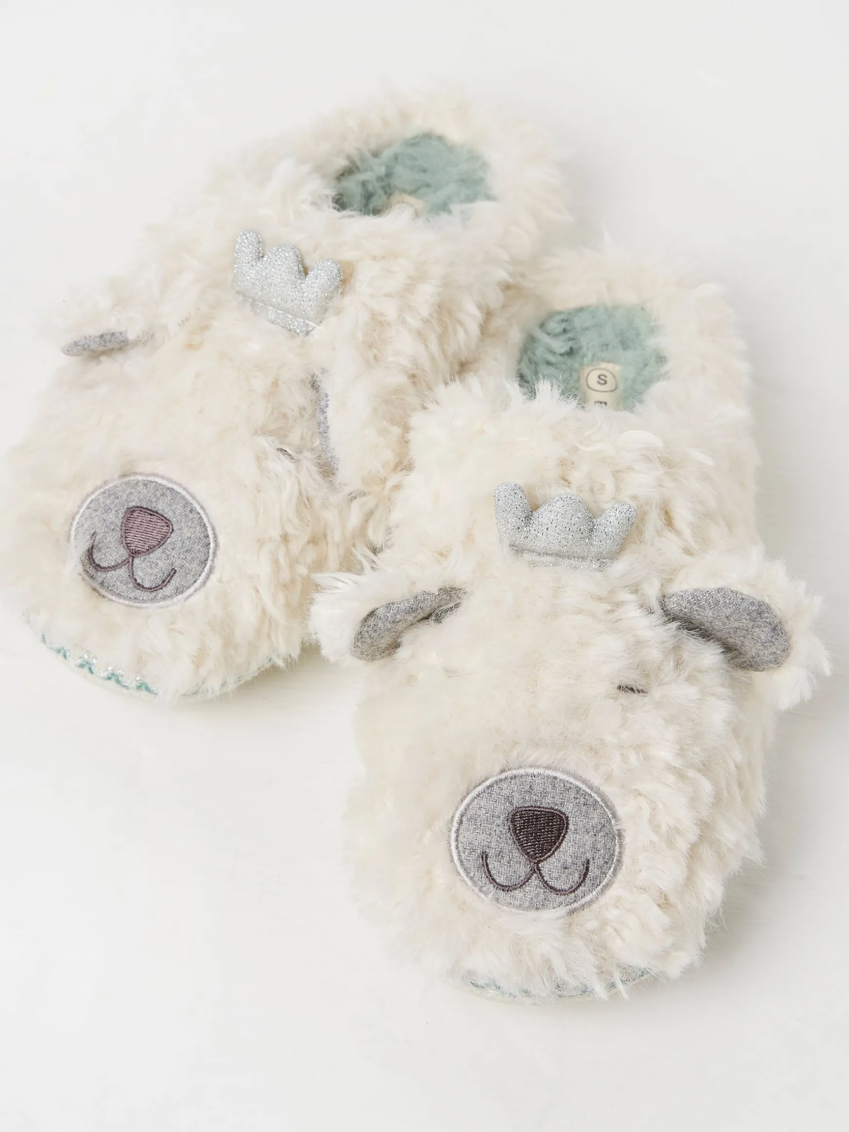 FatFace Poppy Polar Bear Slippers White New