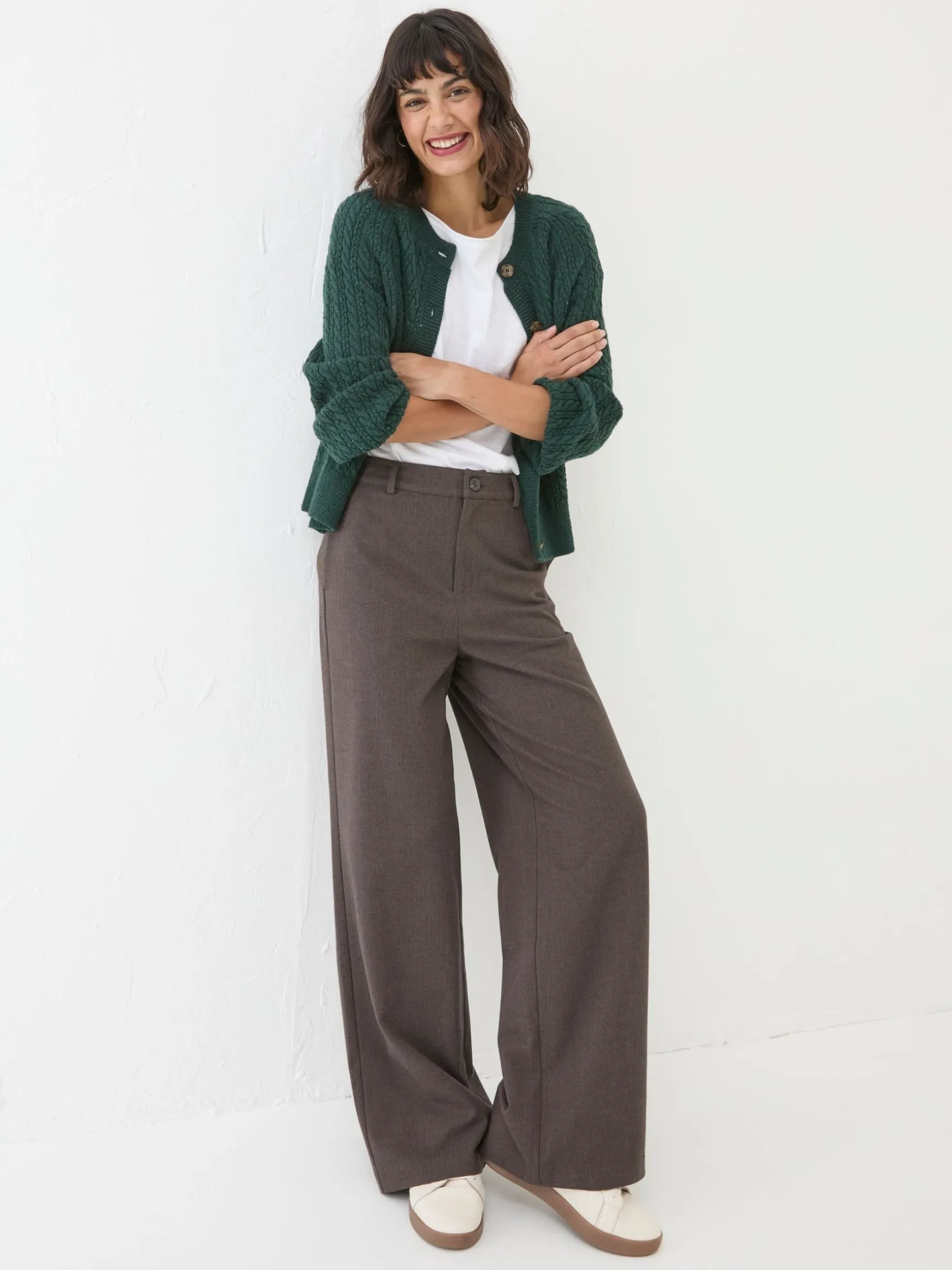 FatFace Presley Herringbone Trousers Brown Shop