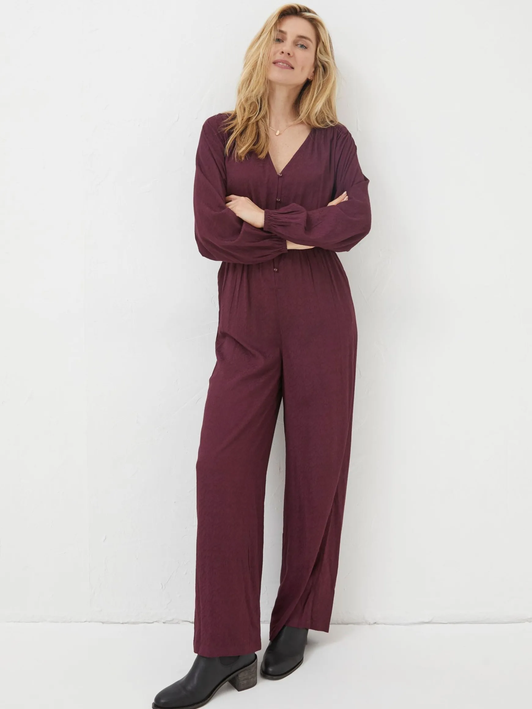 FatFace Avery Wide Leg Jumpsuit Purple New