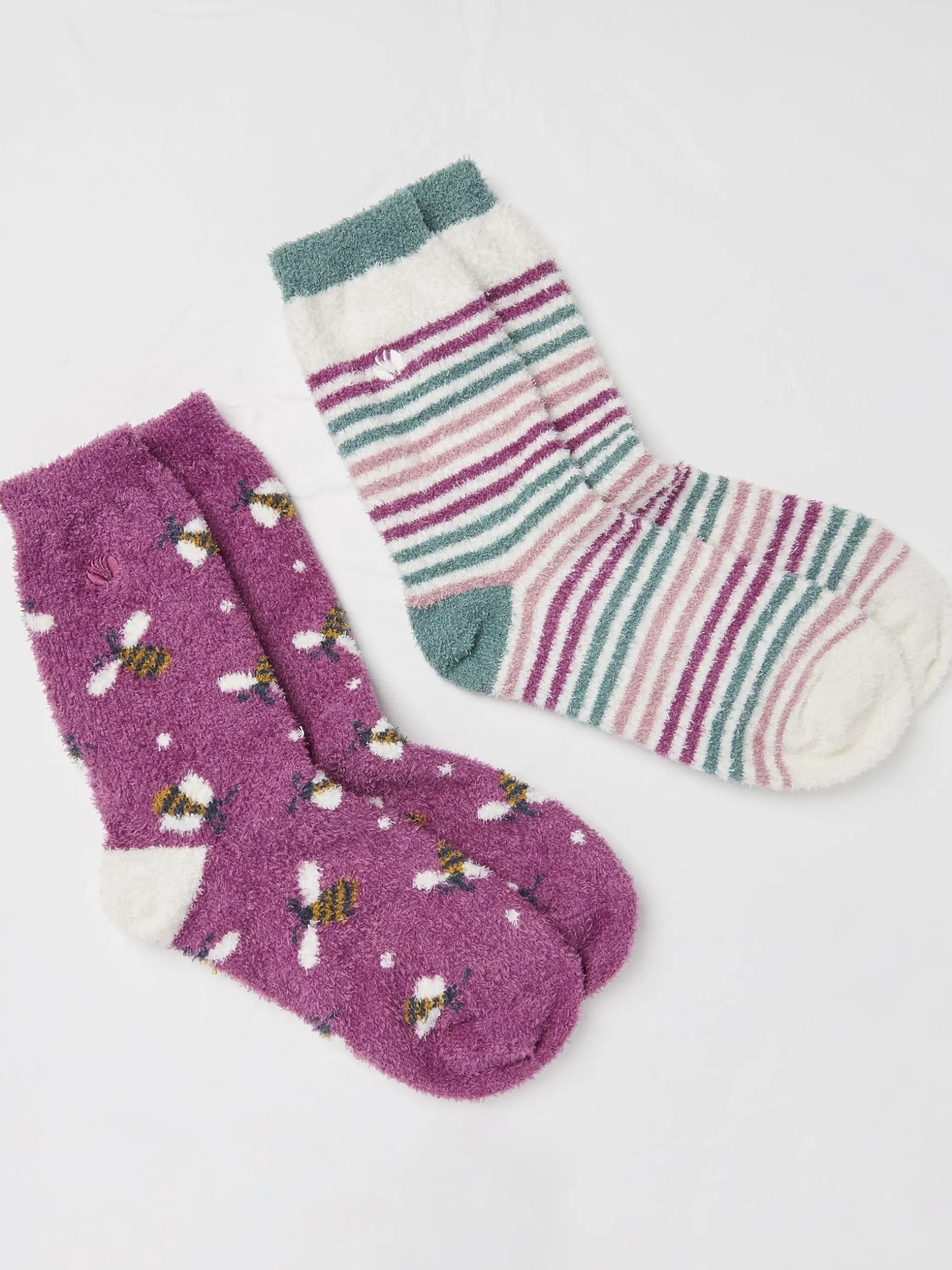 FatFace Cosy Bee Socks 2 Pairs Purple Online