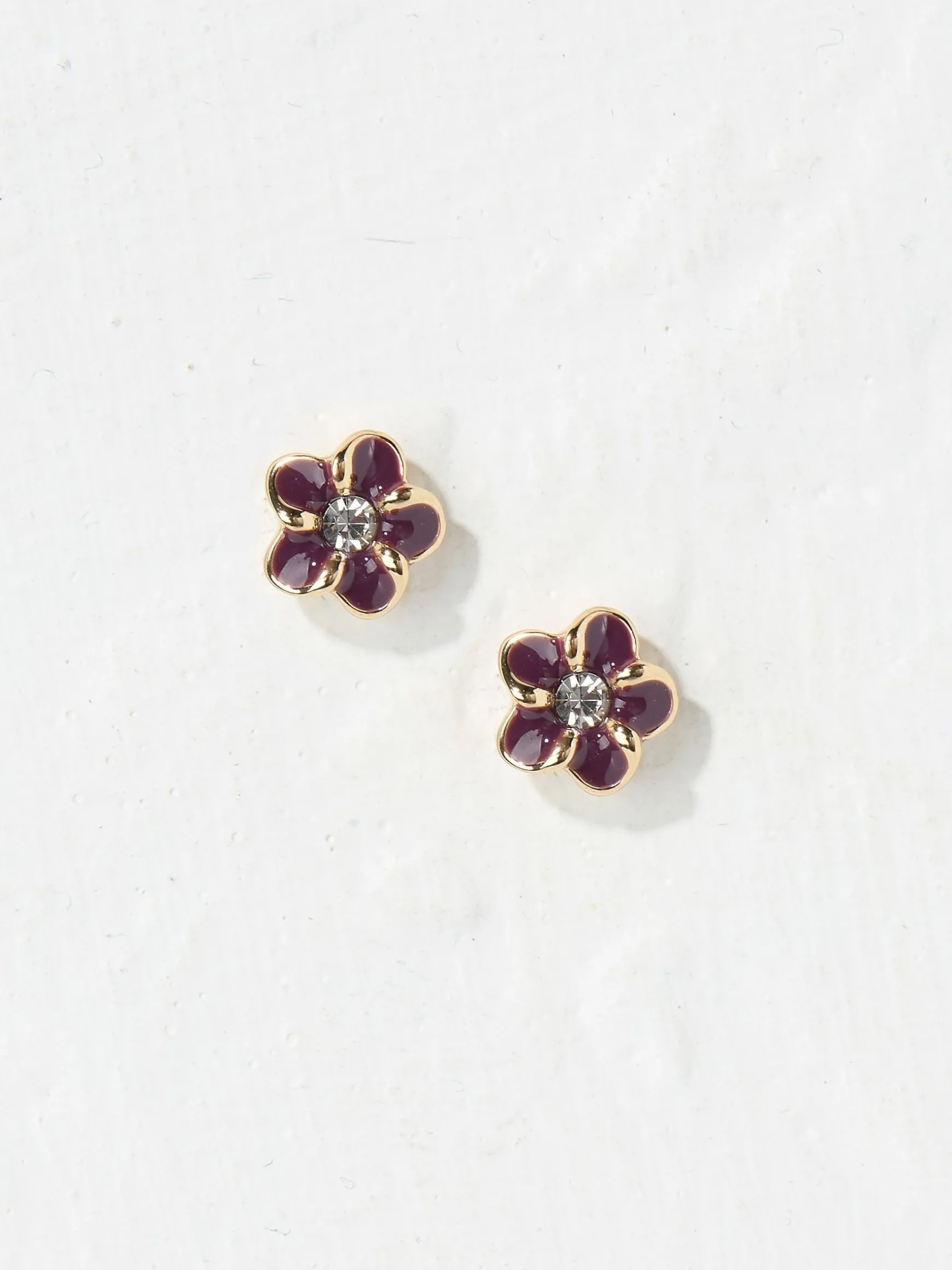 FatFace Enamel Flower Stud Earrings Purple Outlet