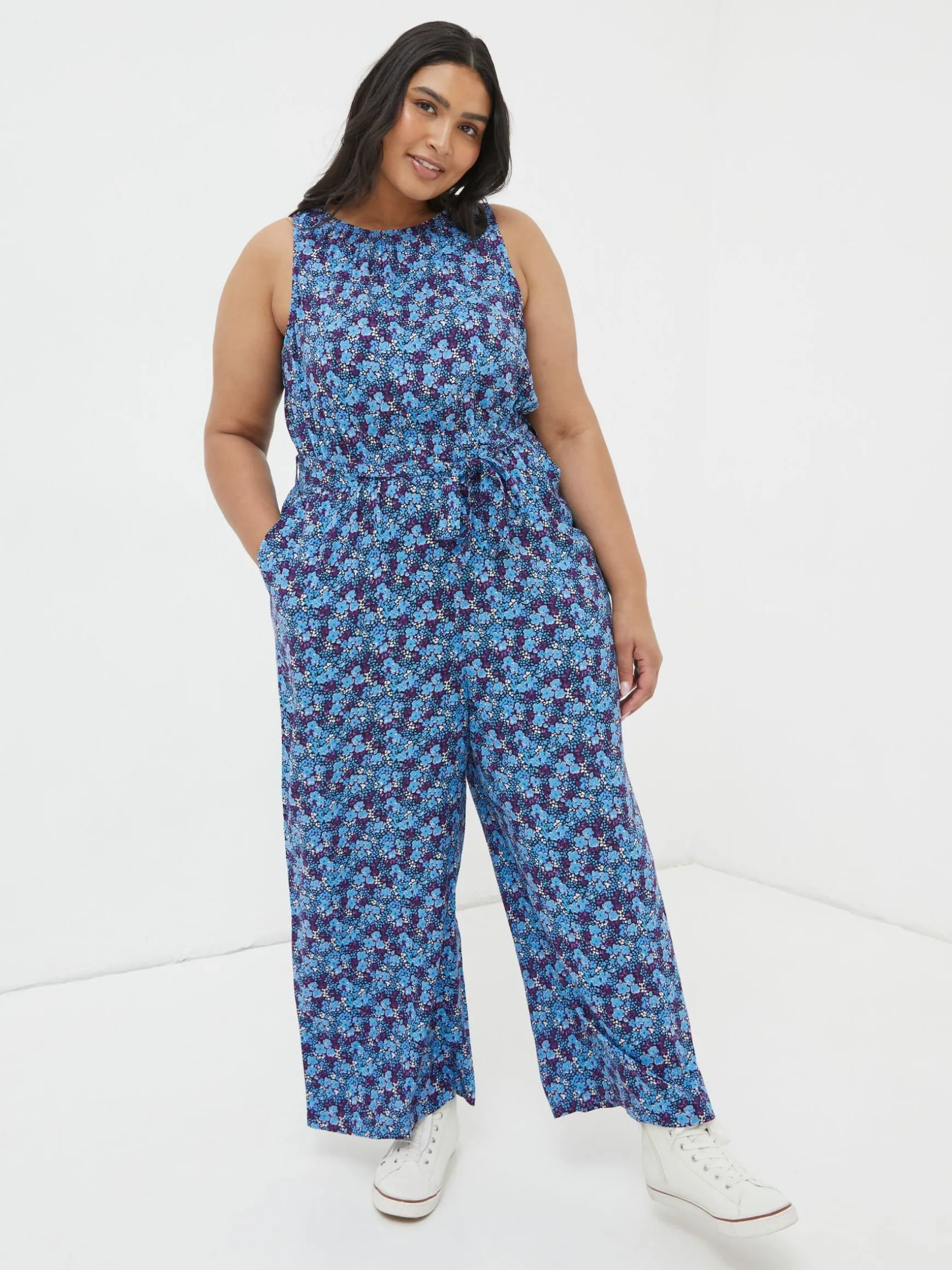 FatFace Ink Floral Jumpsuit Purple Store