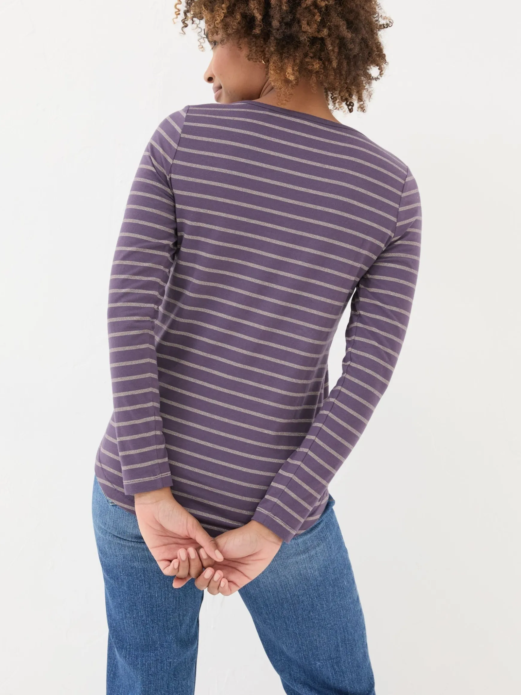 FatFace Sparkle Breton T-Shirt Purple Store