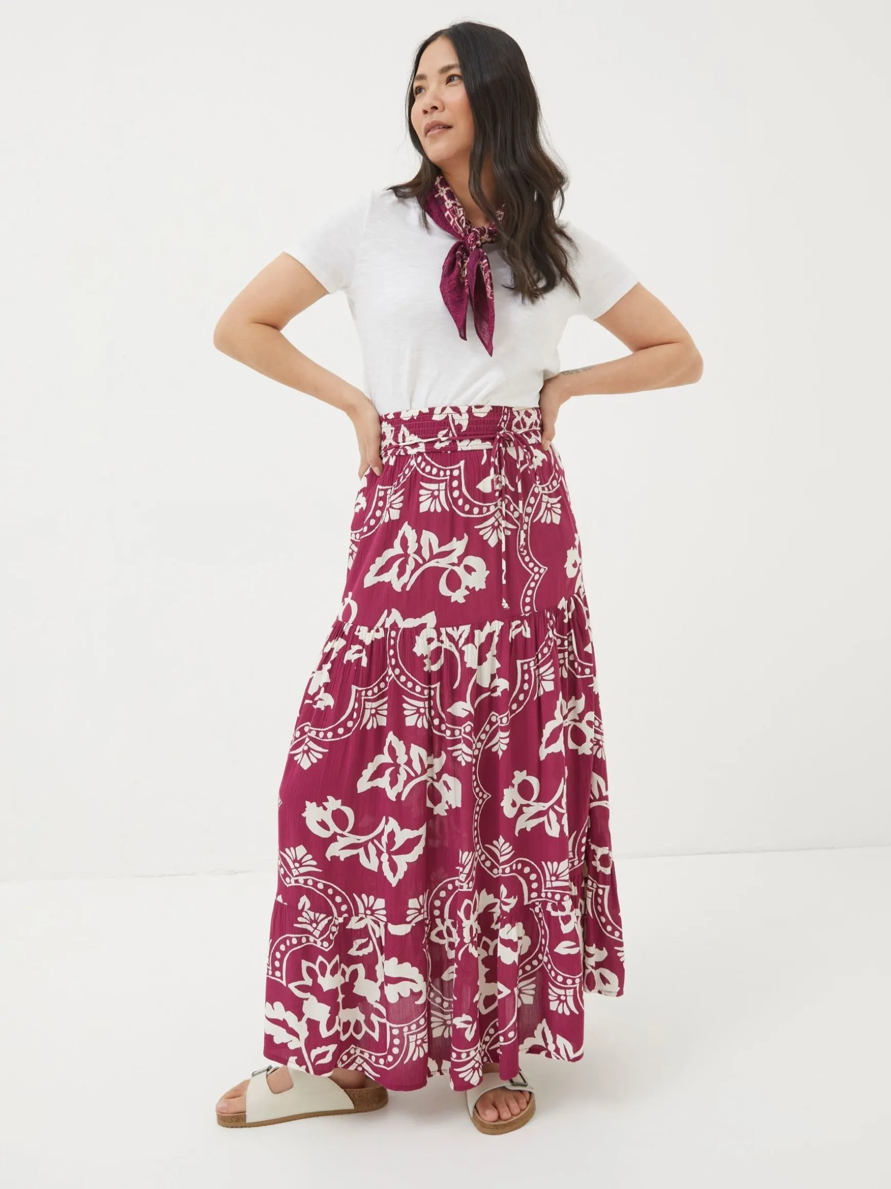 FatFace Wallpaper Floral Maxi Skirt Purple Outlet