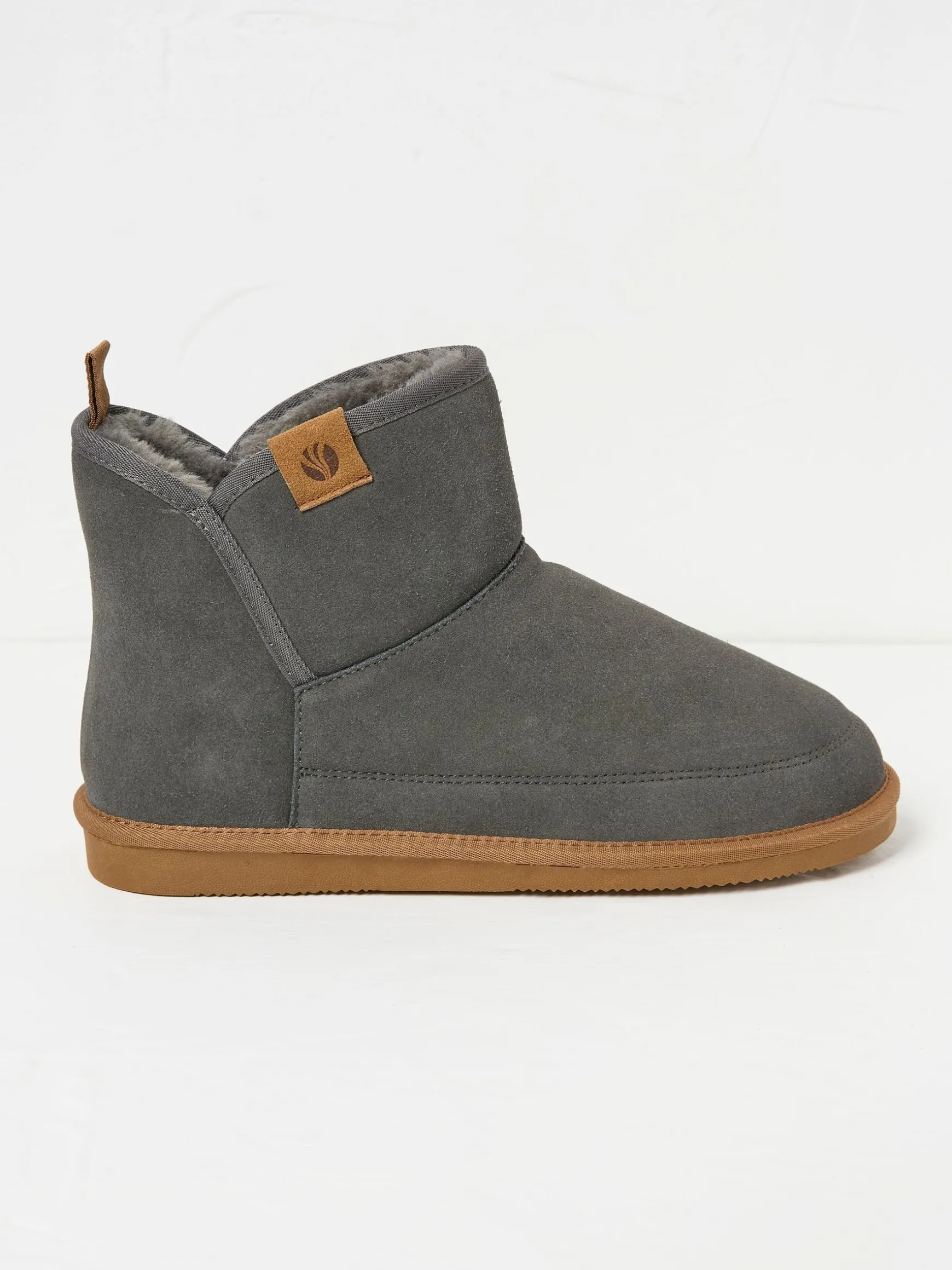 FatFace Rafe Suede Slipper Boots Charcoal Grey Cheap