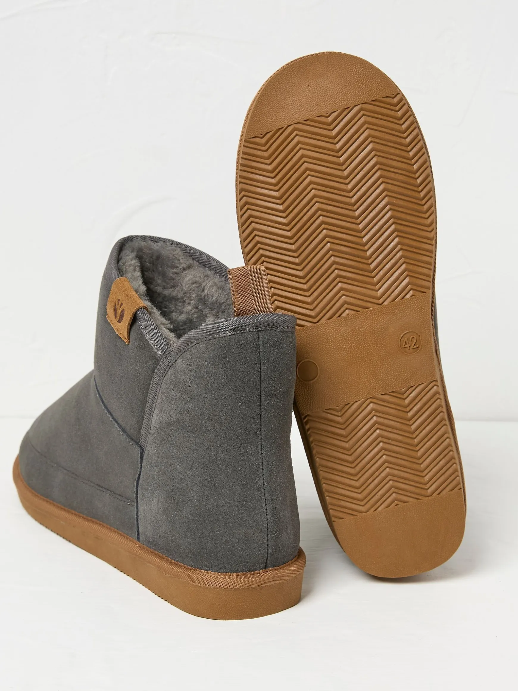 FatFace Rafe Suede Slipper Boots Charcoal Grey Cheap