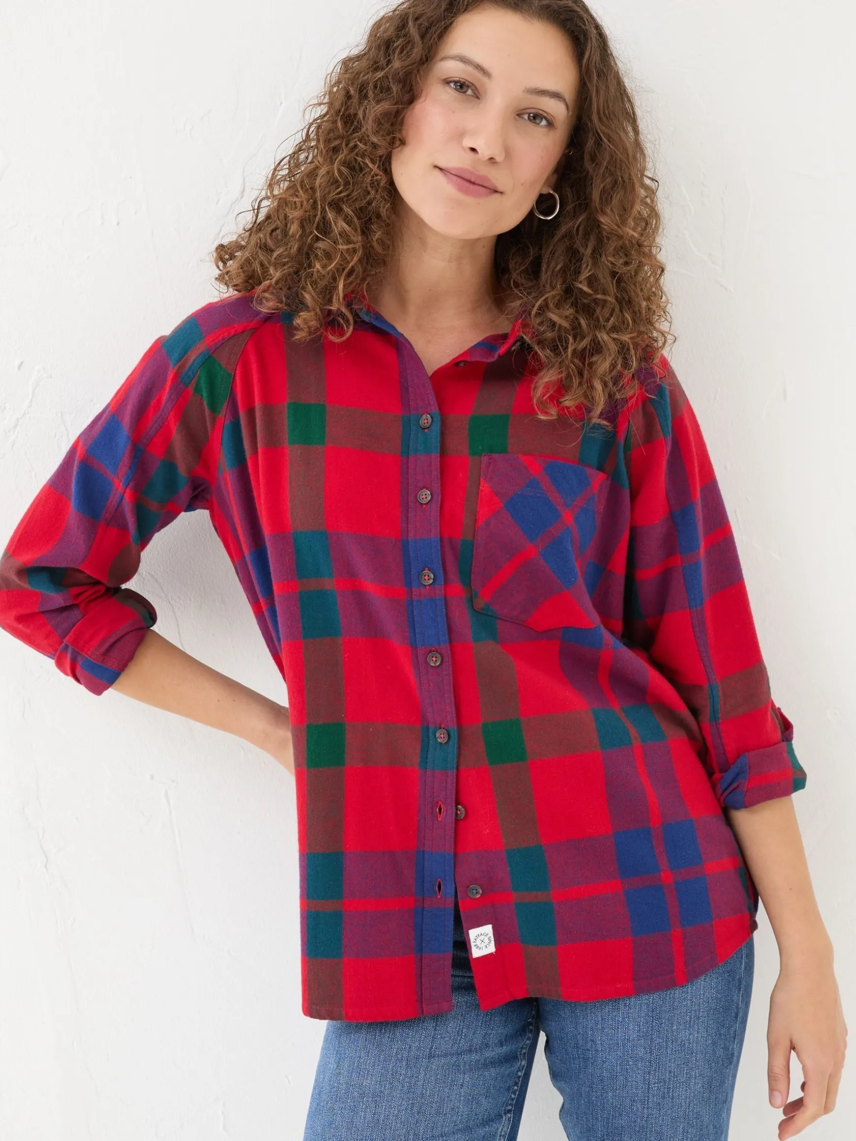 FatFace Bessie Check 100% Cotton Shirt Red Best Sale