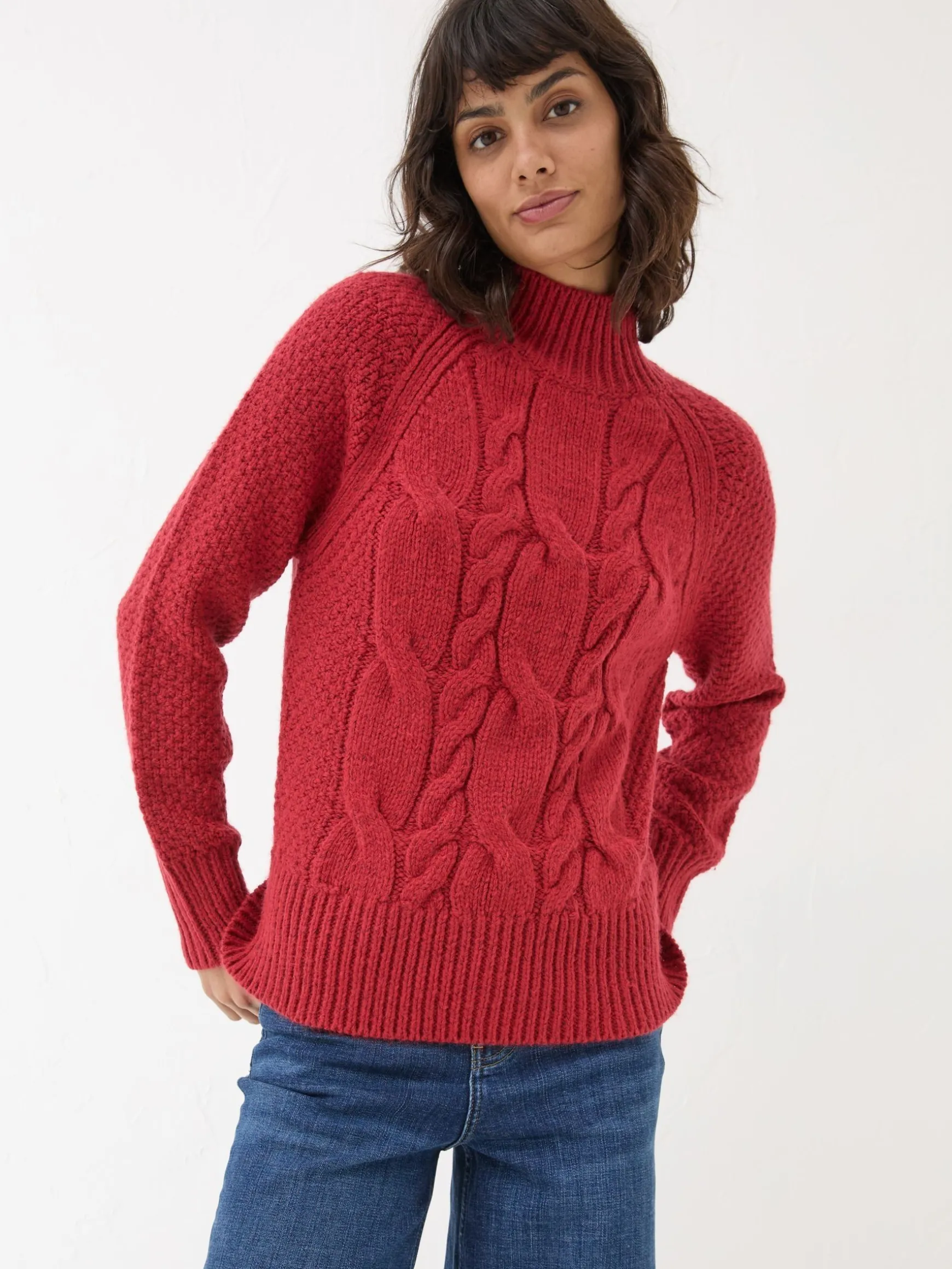 FatFace Cali Cable Jumper Red Store