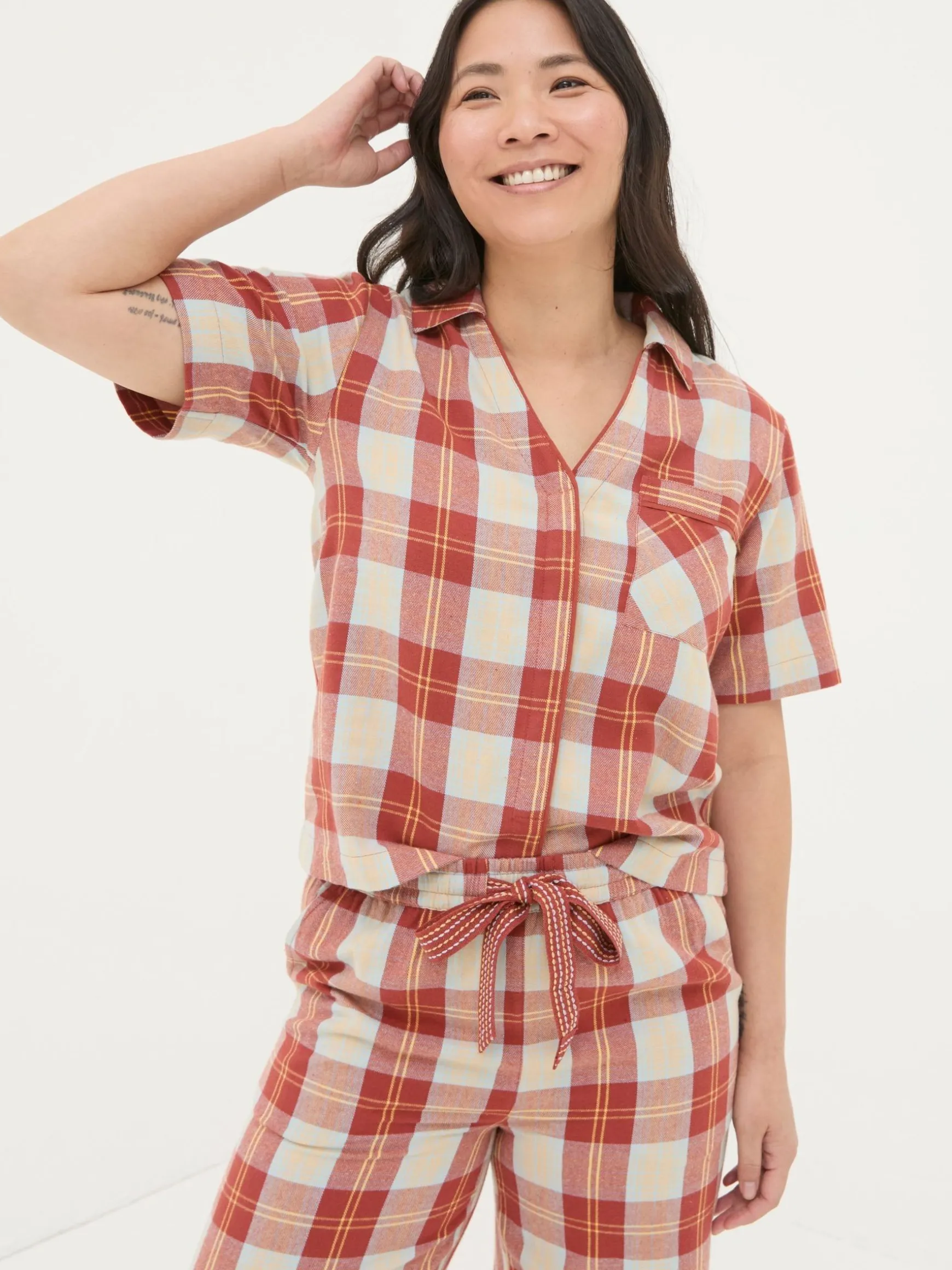 FatFace Check Shirt Red Sale