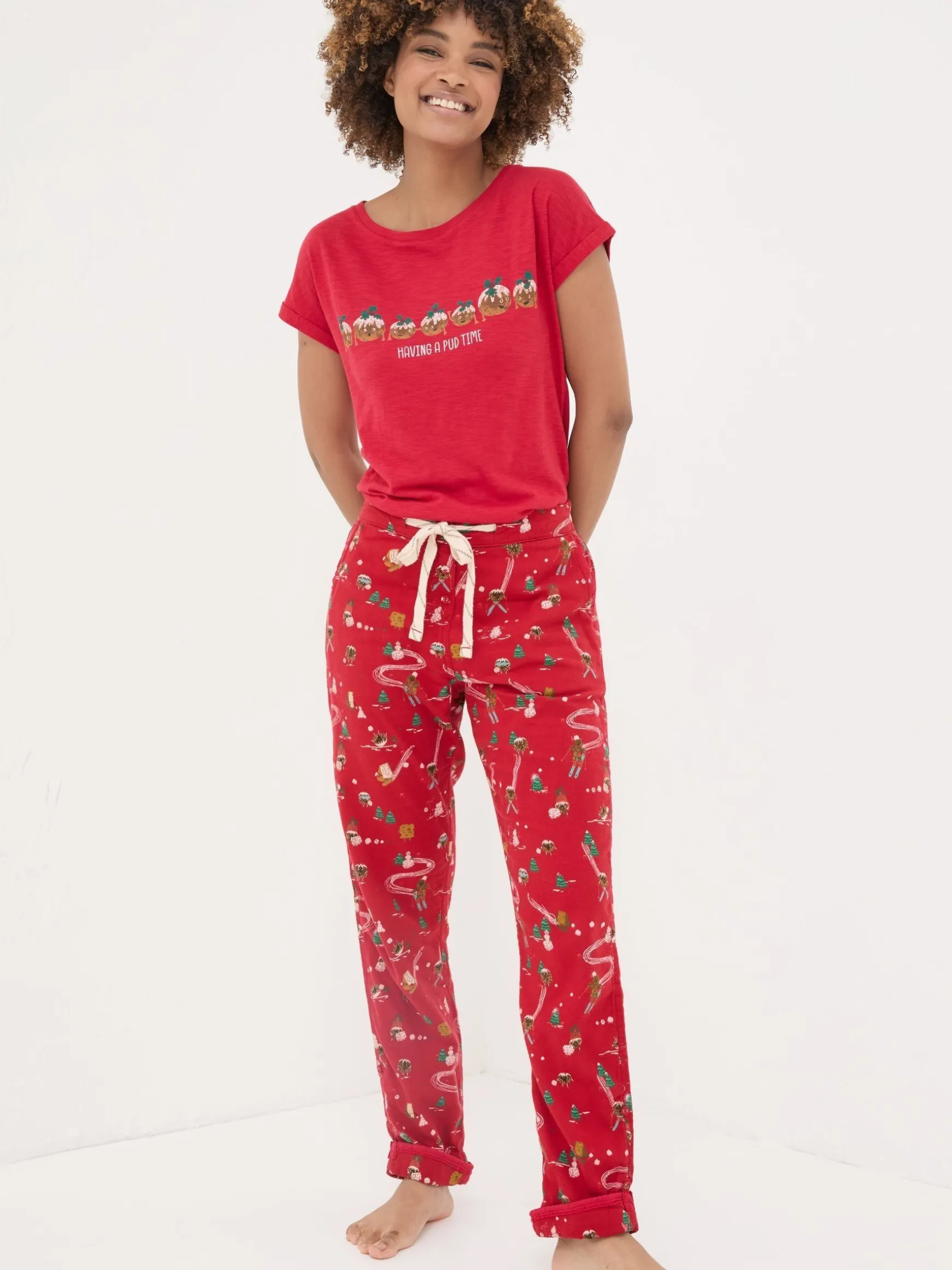 FatFace Eva Food Print Pyjama Bottoms Red Cheap