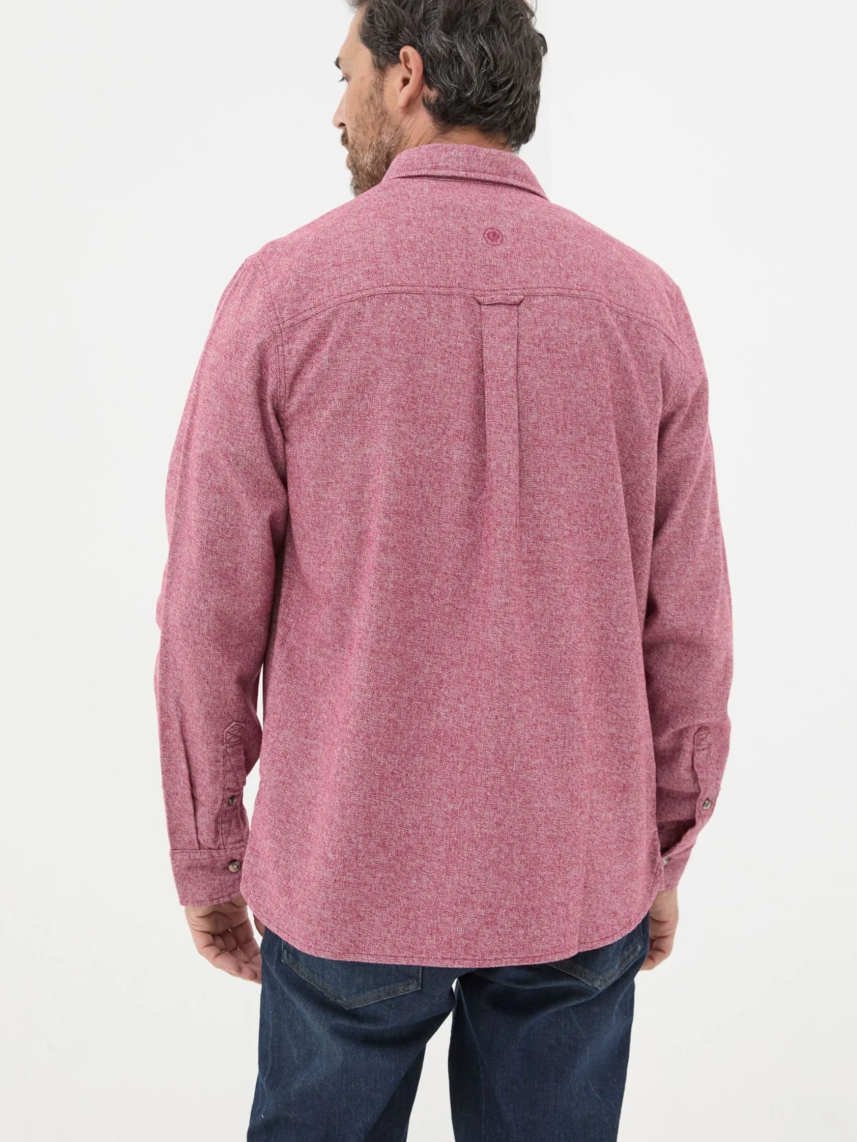 FatFace Long Sleeve Malton Shirt Red Hot