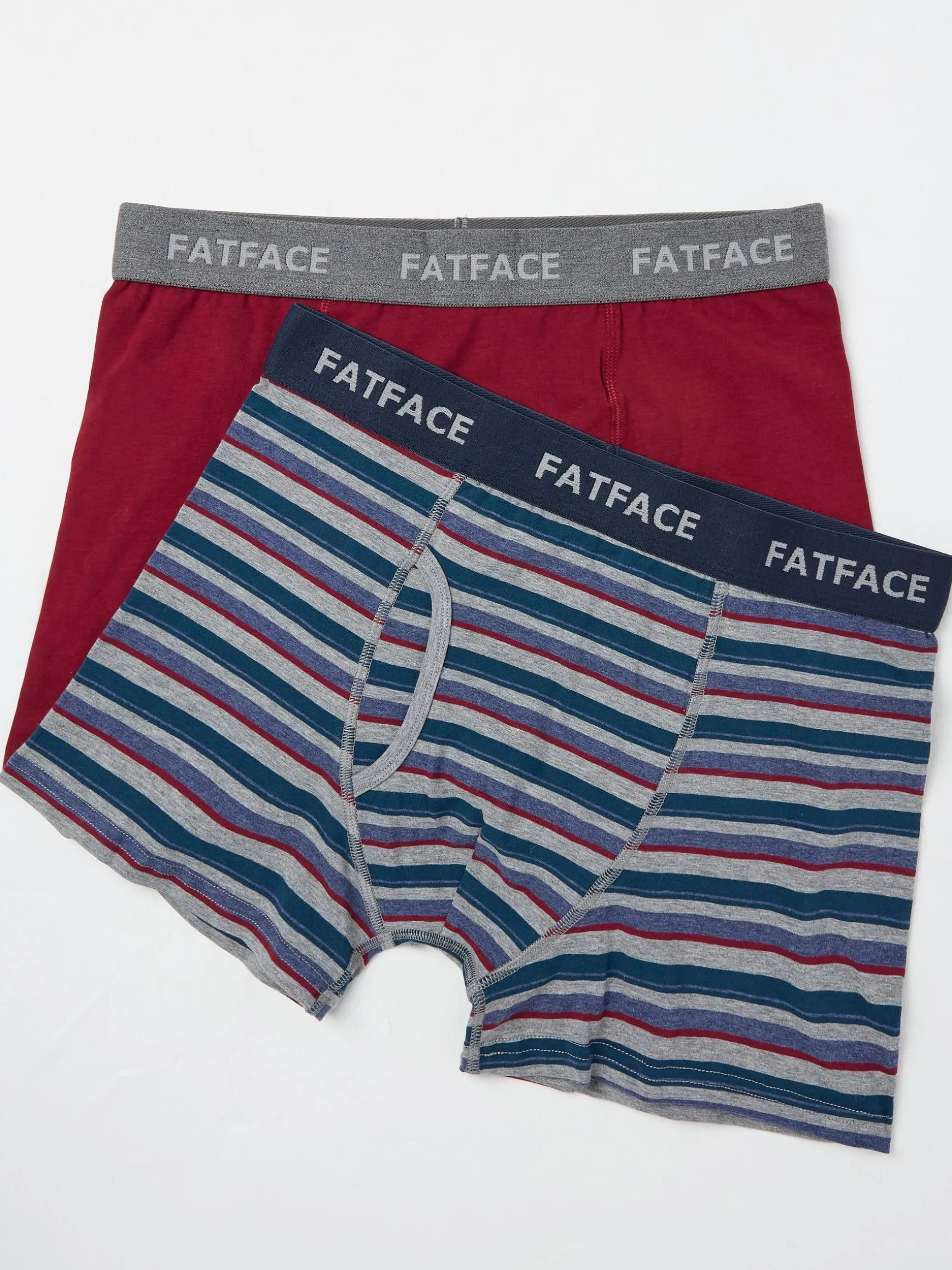 FatFace Milford Stripe Boxers 2 Pack Red Shop