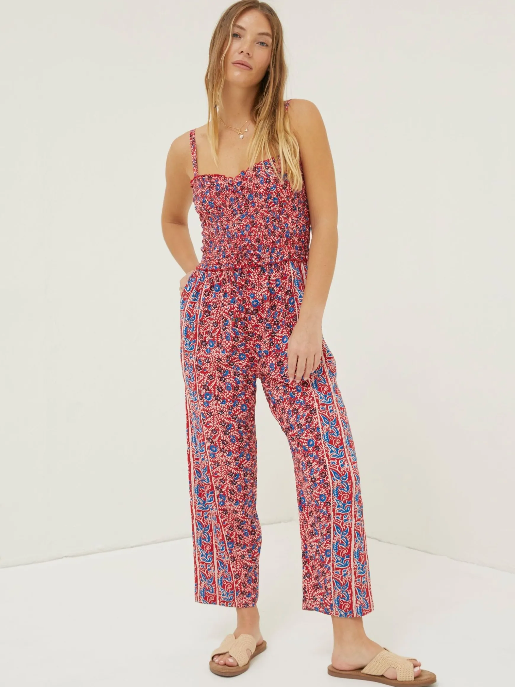 FatFace Natalie Meadow Jumpsuit Red Cheap