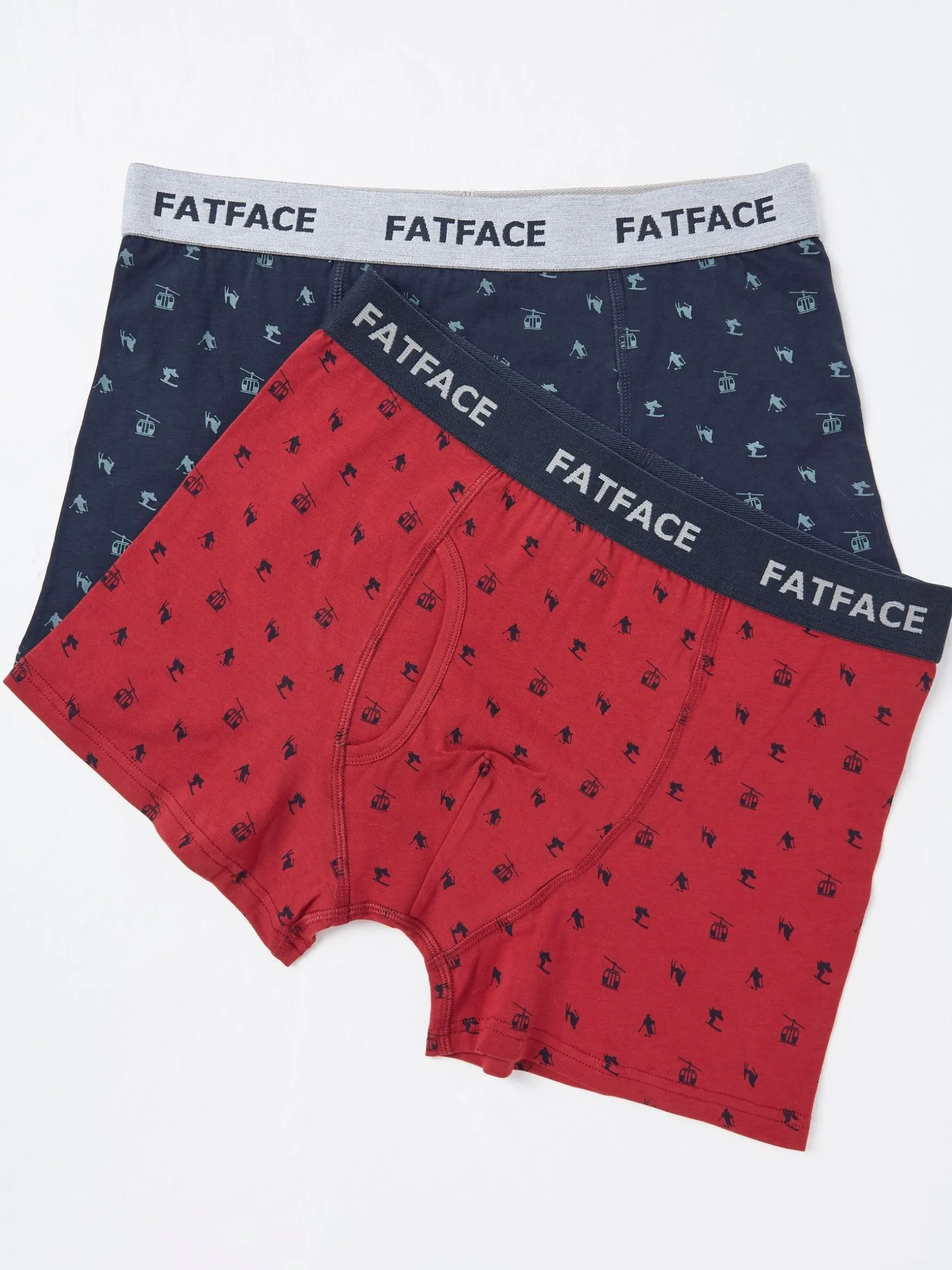 FatFace Ski Scene Boxers 2 Pack Red Hot