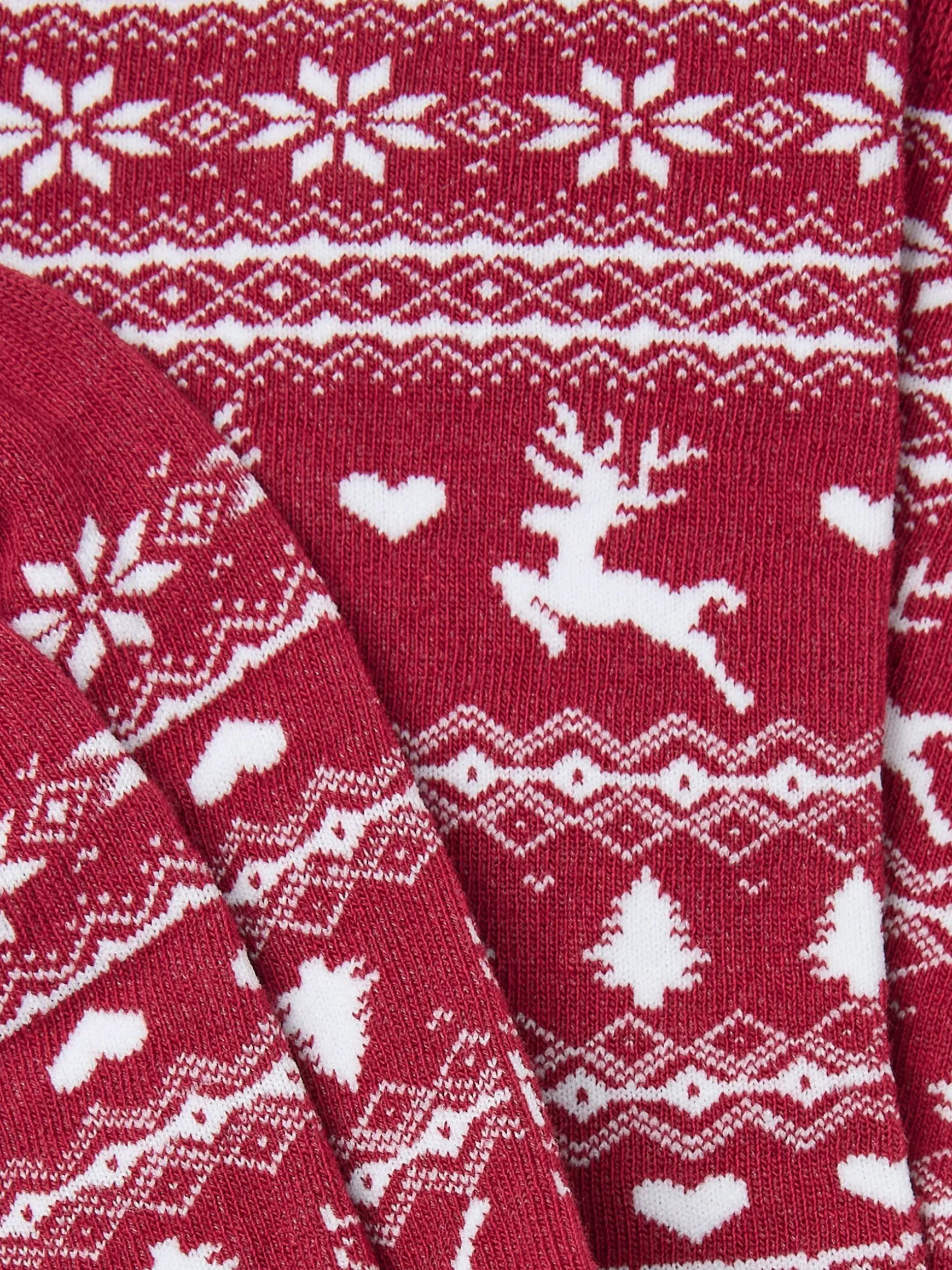 FatFace Womens Reindeer Fairisle Pattern Socks 1 Pack Red Fashion