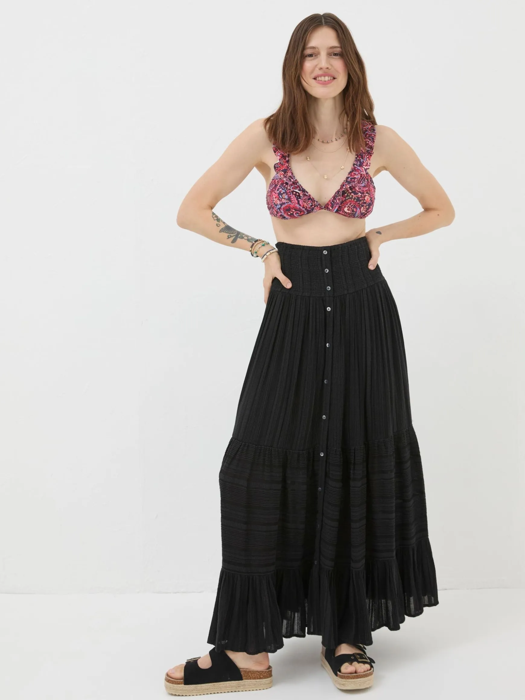 FatFace Rhea Beach Maxi Skirt Black Clearance