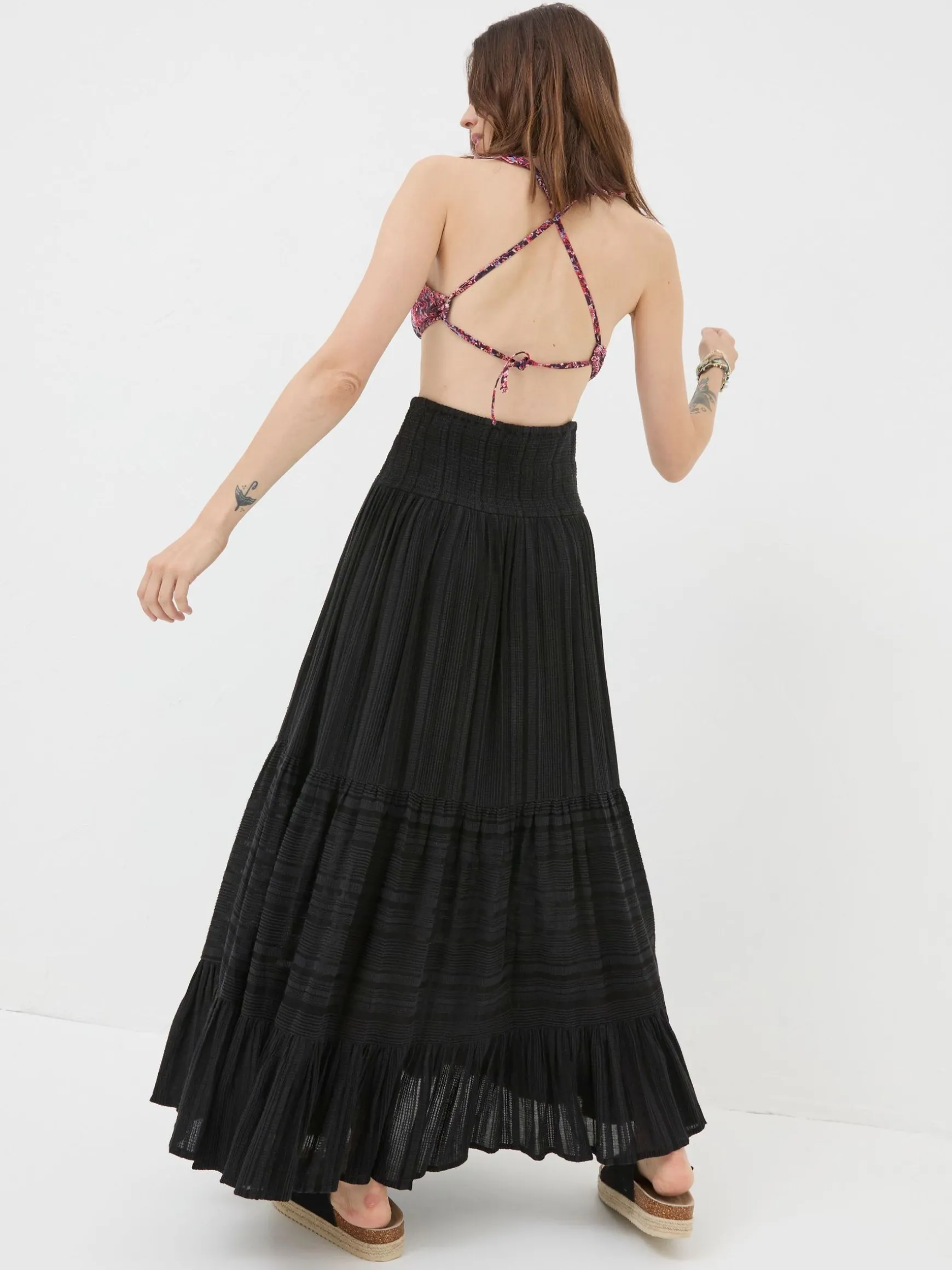 FatFace Rhea Beach Maxi Skirt Black Clearance