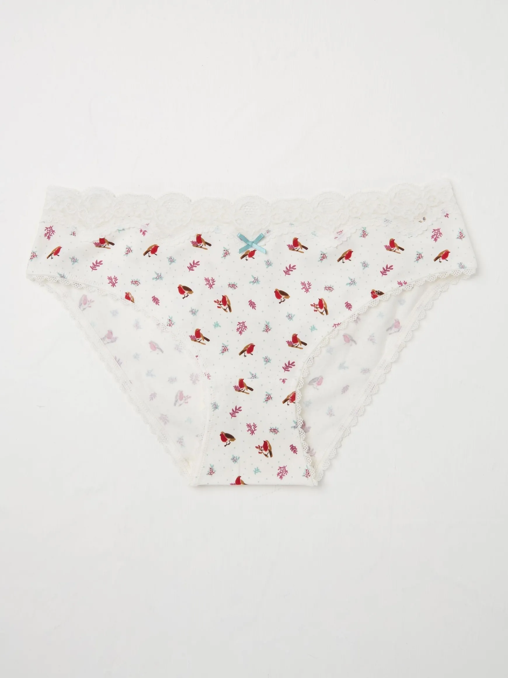 FatFace Robin Floral Mini Knickers Ivory Discount