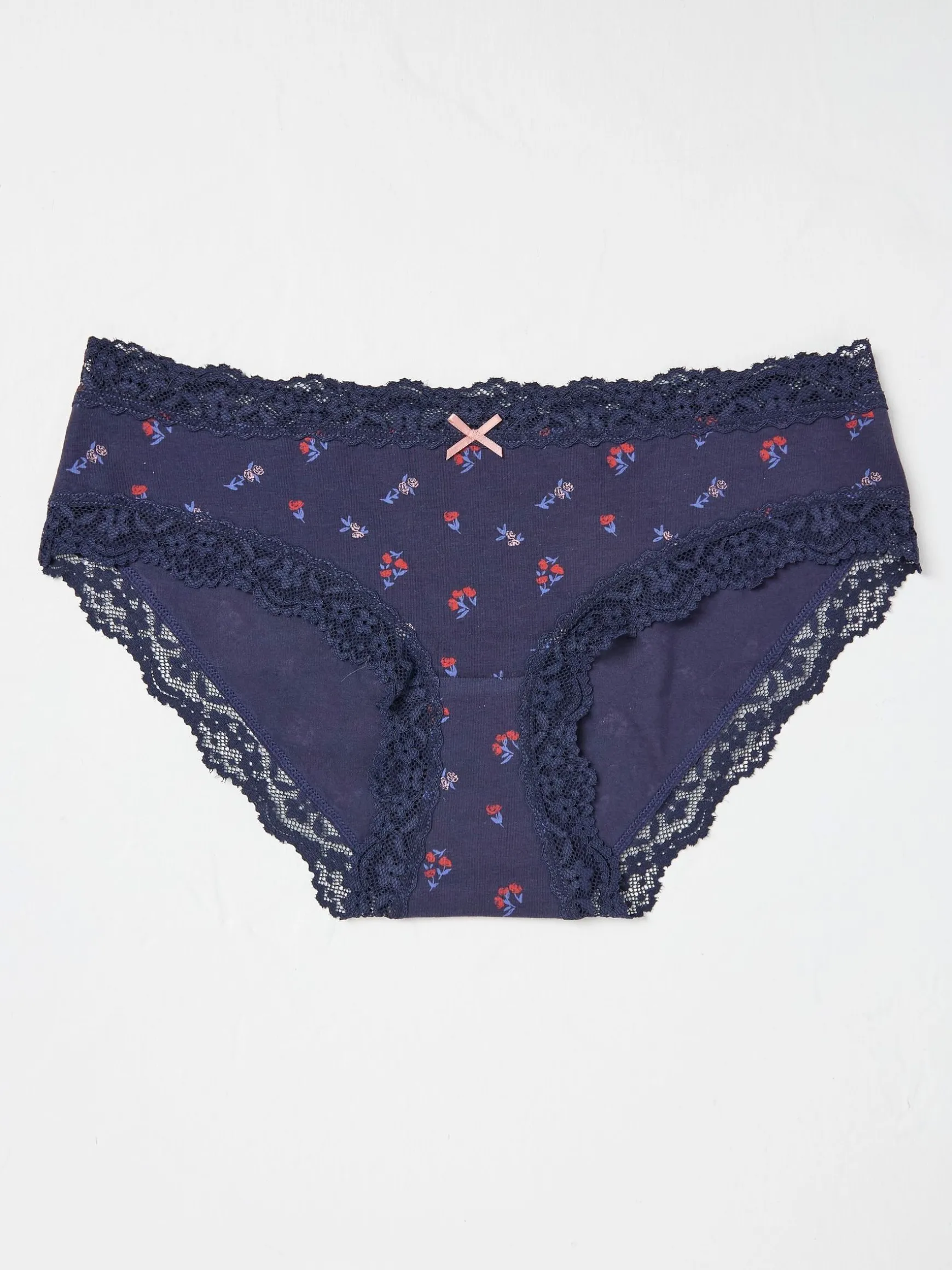 FatFace Rose Floral Stripe Short Knickers Blue Fashion